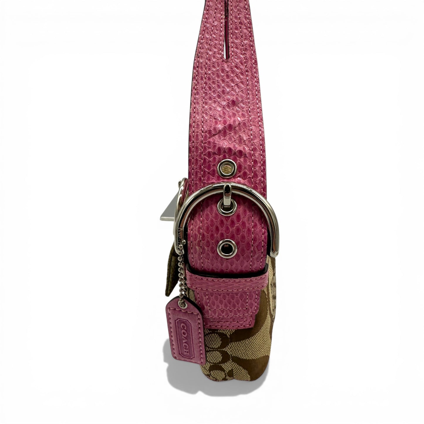 Vintage Coach 8K38 Soho Schultertasche mit Schnalle (Y2K) und Python-Besatz