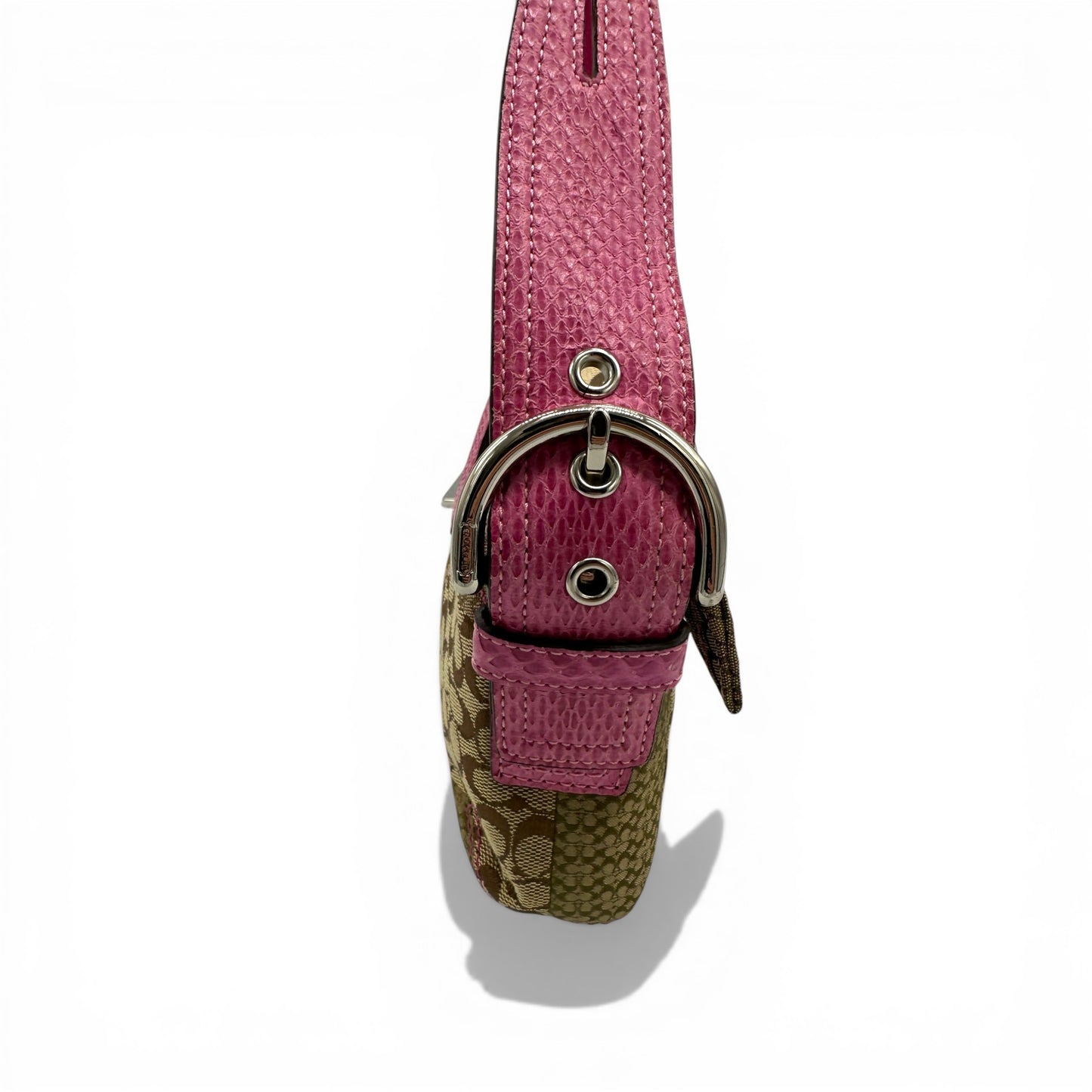 Vintage Coach 8K38 Soho Schultertasche mit Schnalle (Y2K) und Python-Besatz