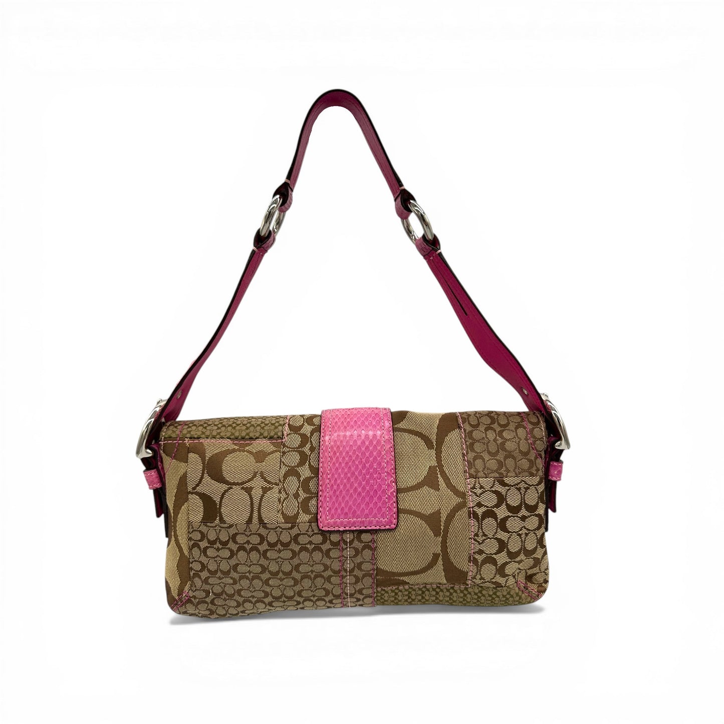 Vintage Coach 8K38 Soho Schultertasche mit Schnalle (Y2K) und Python-Besatz
