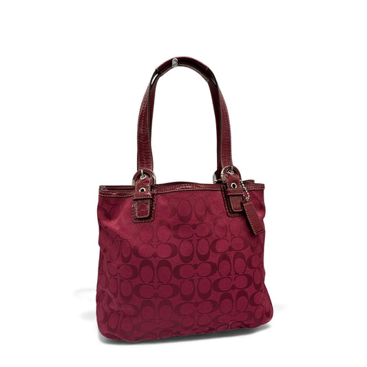Vintage Coach F17401 Red Monogram Tote Shoulder Bag