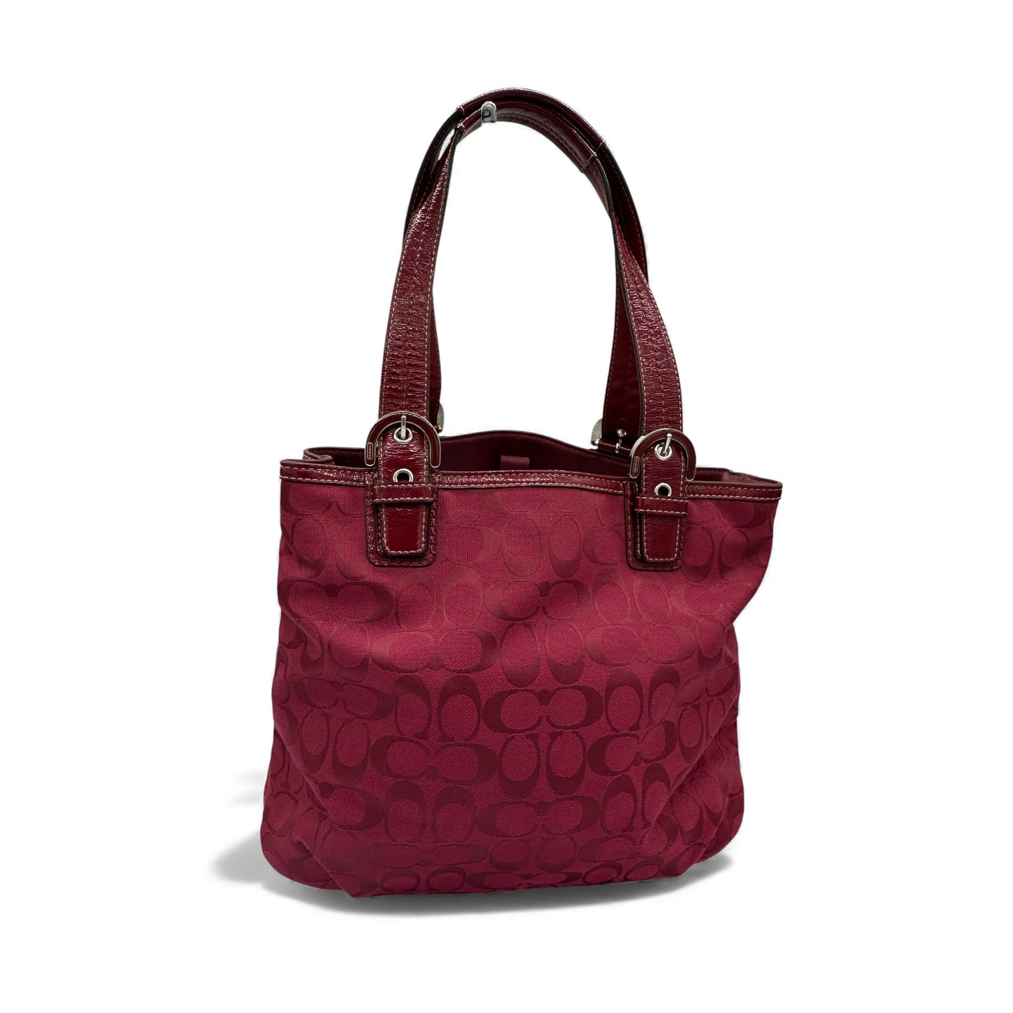 Vintage Coach F17401 Red Monogram Tote Shoulder Bag