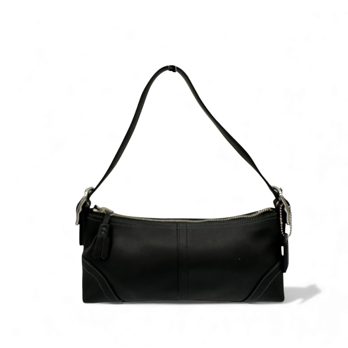 Vintage Coach 8A64 Black Leather Baguette Shoulder Bag