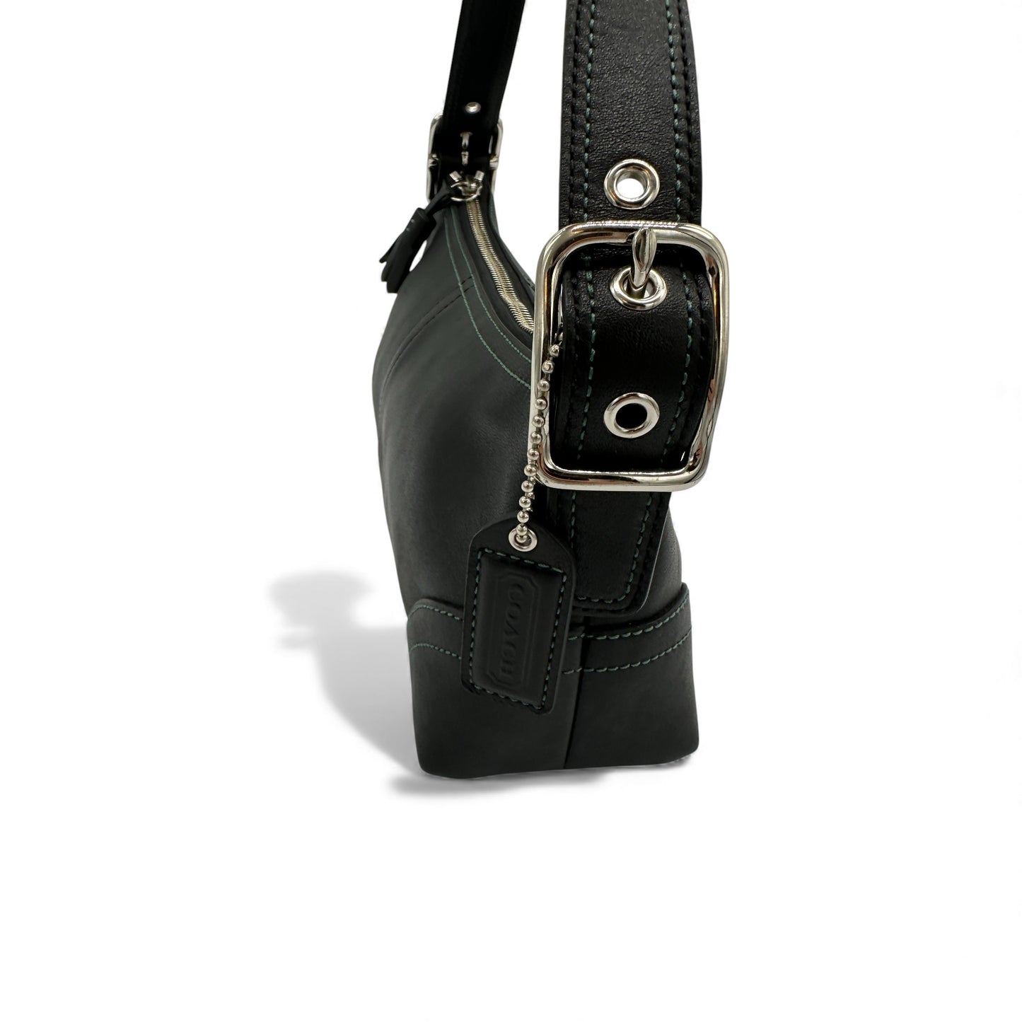 Vintage Coach 8A64 Black Leather Baguette Shoulder Bag