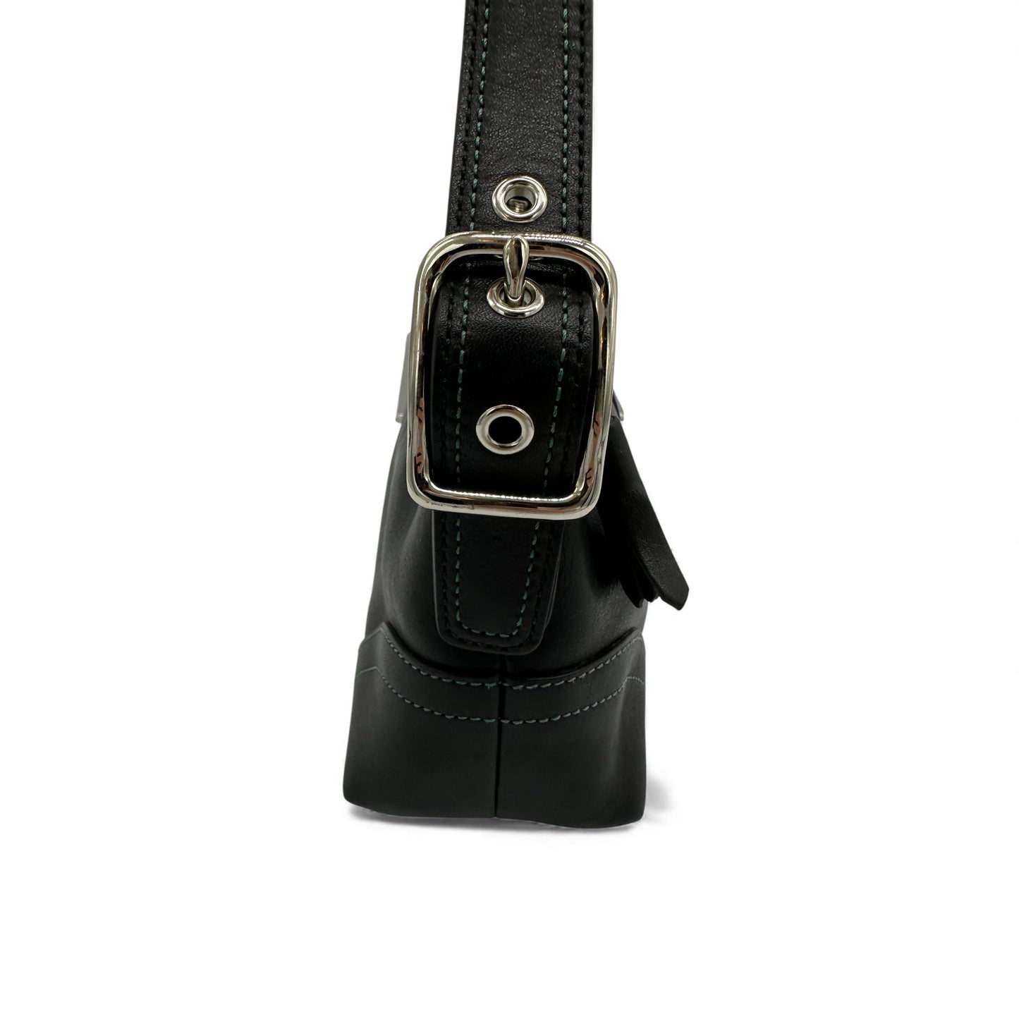 Vintage Coach 8A64 Black Leather Baguette Shoulder Bag