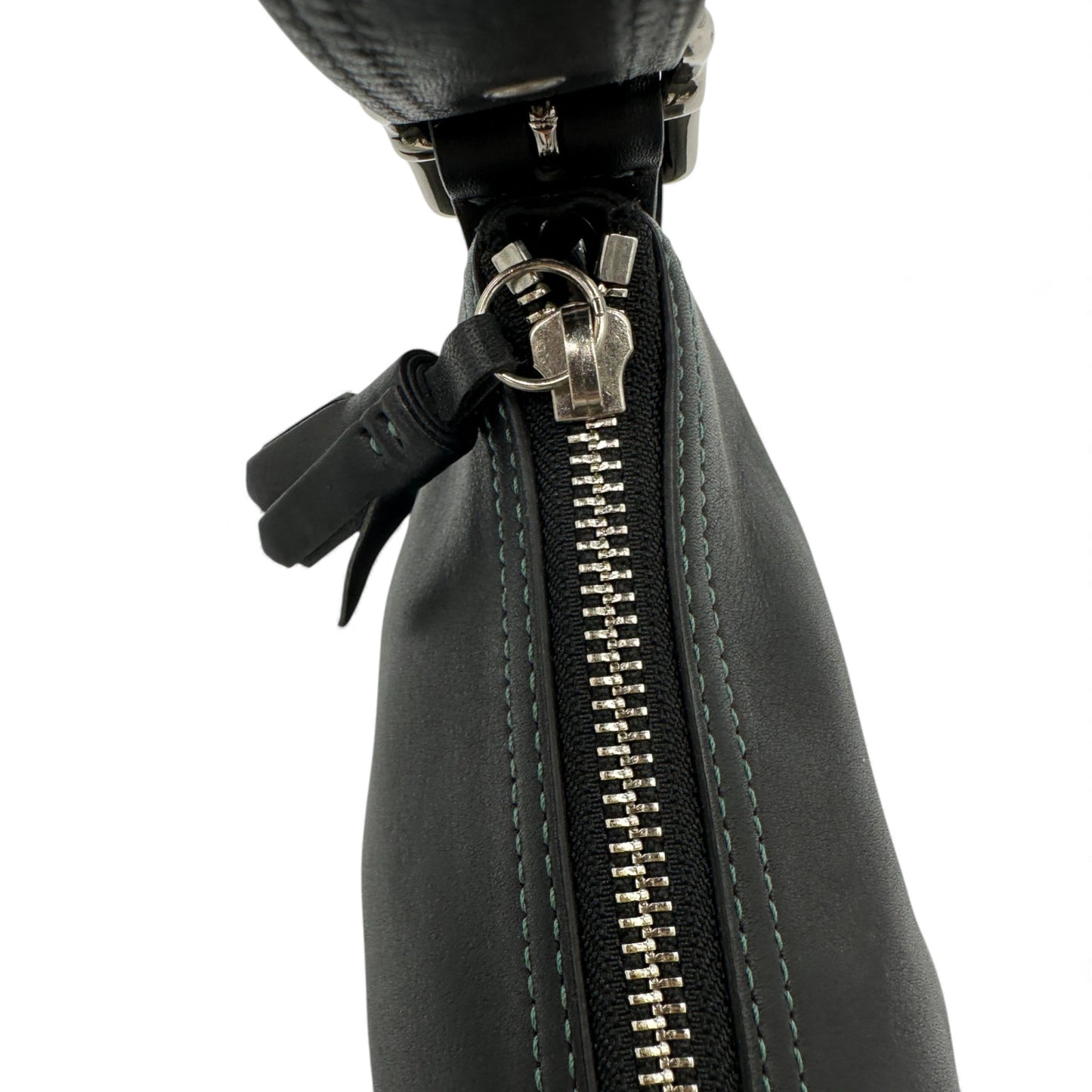 Vintage Coach 8A64 Black Leather Baguette Shoulder Bag