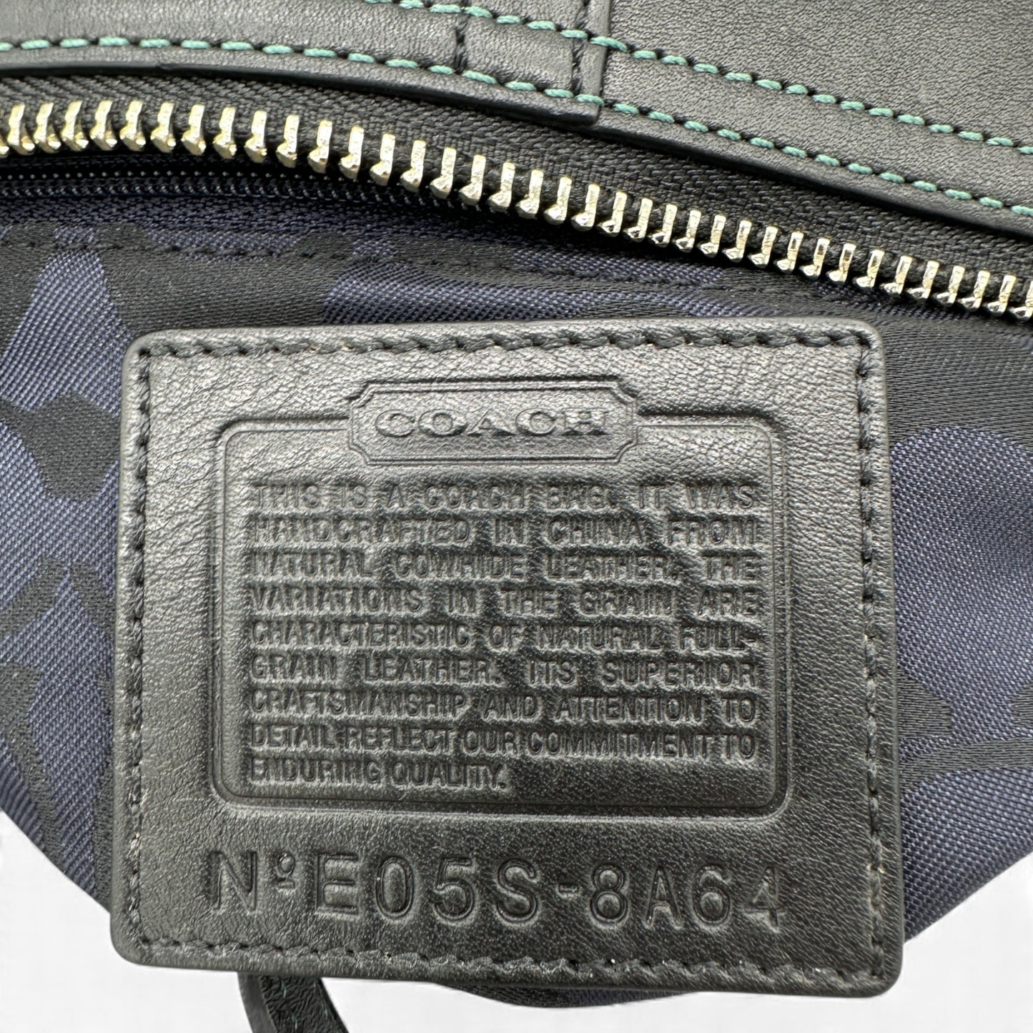 Vintage Coach 8A64 Black Leather Baguette Shoulder Bag