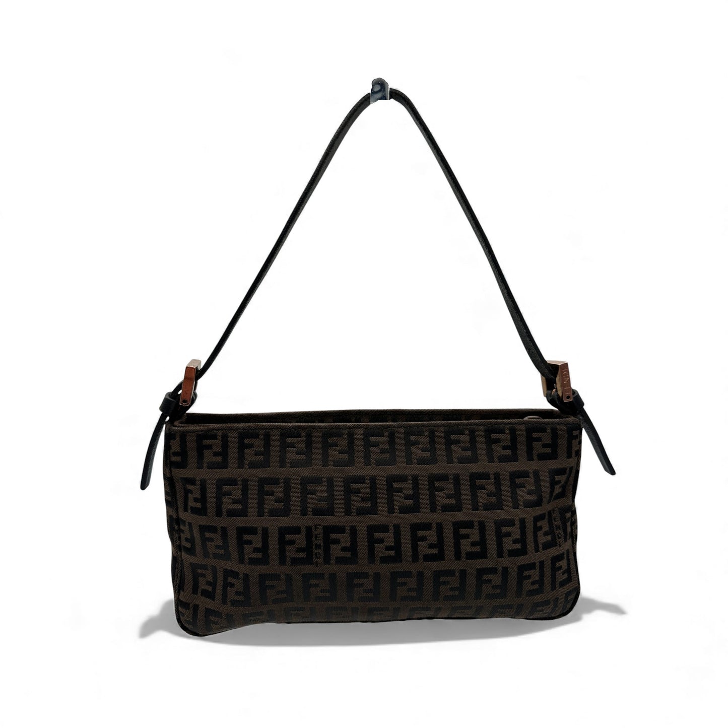 Vintage Fendi Zucchino Brown Pochette Shoulder Bag