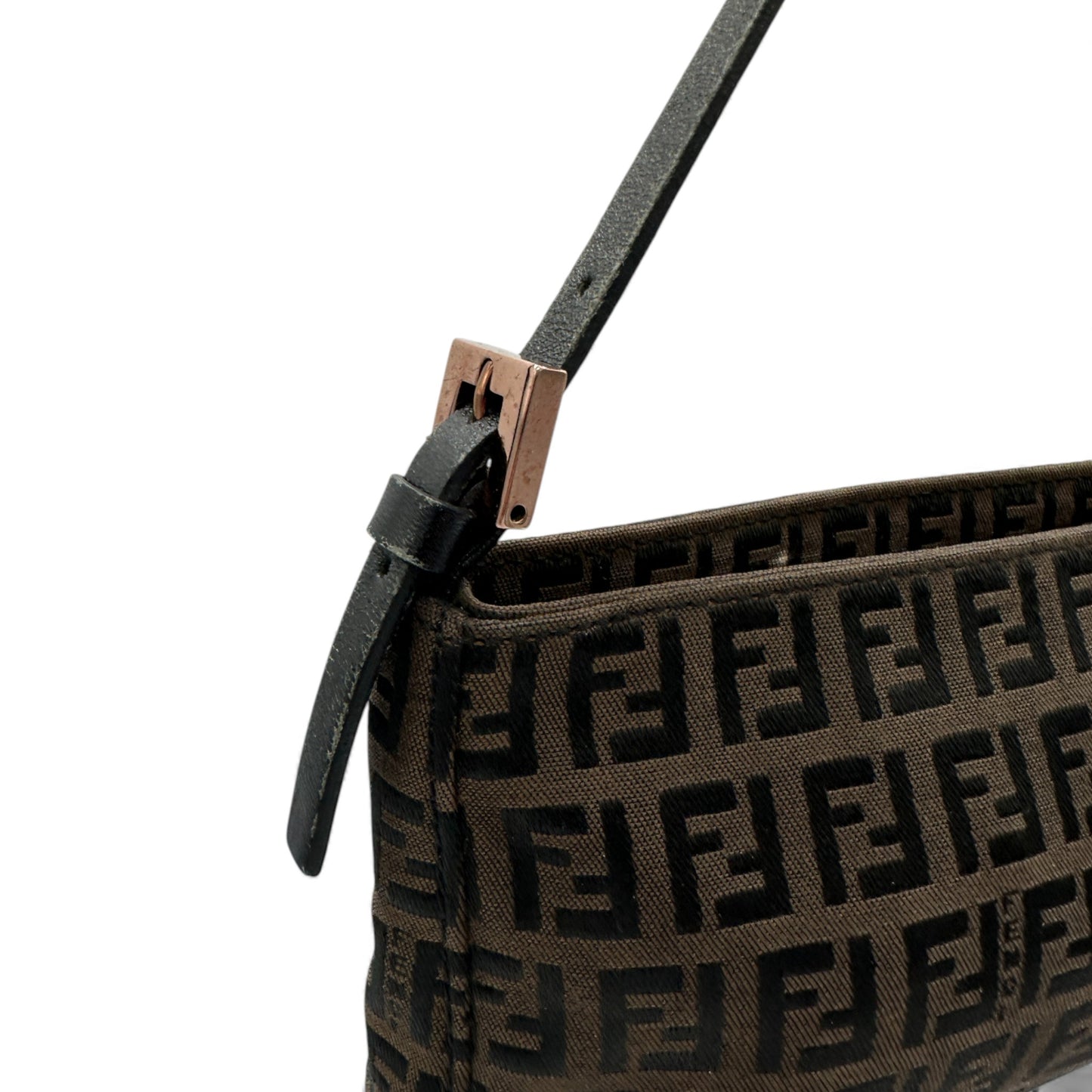 Vintage Fendi Zucchino Brown Pochette Shoulder Bag