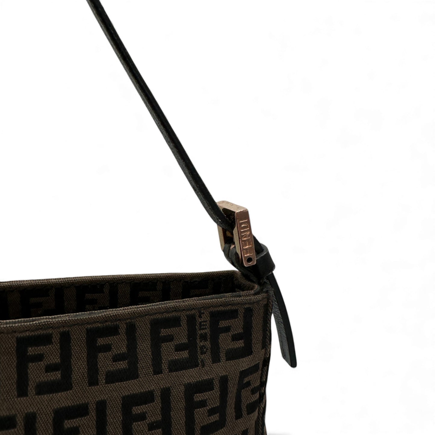 Vintage Fendi Zucchino Brown Pochette Shoulder Bag