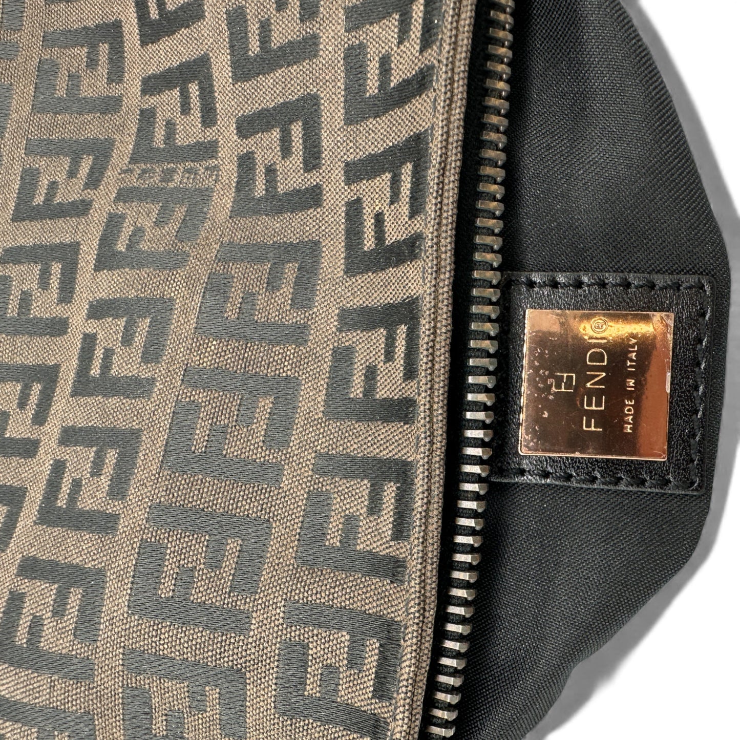 Vintage Fendi Zucchino Brown Pochette Shoulder Bag