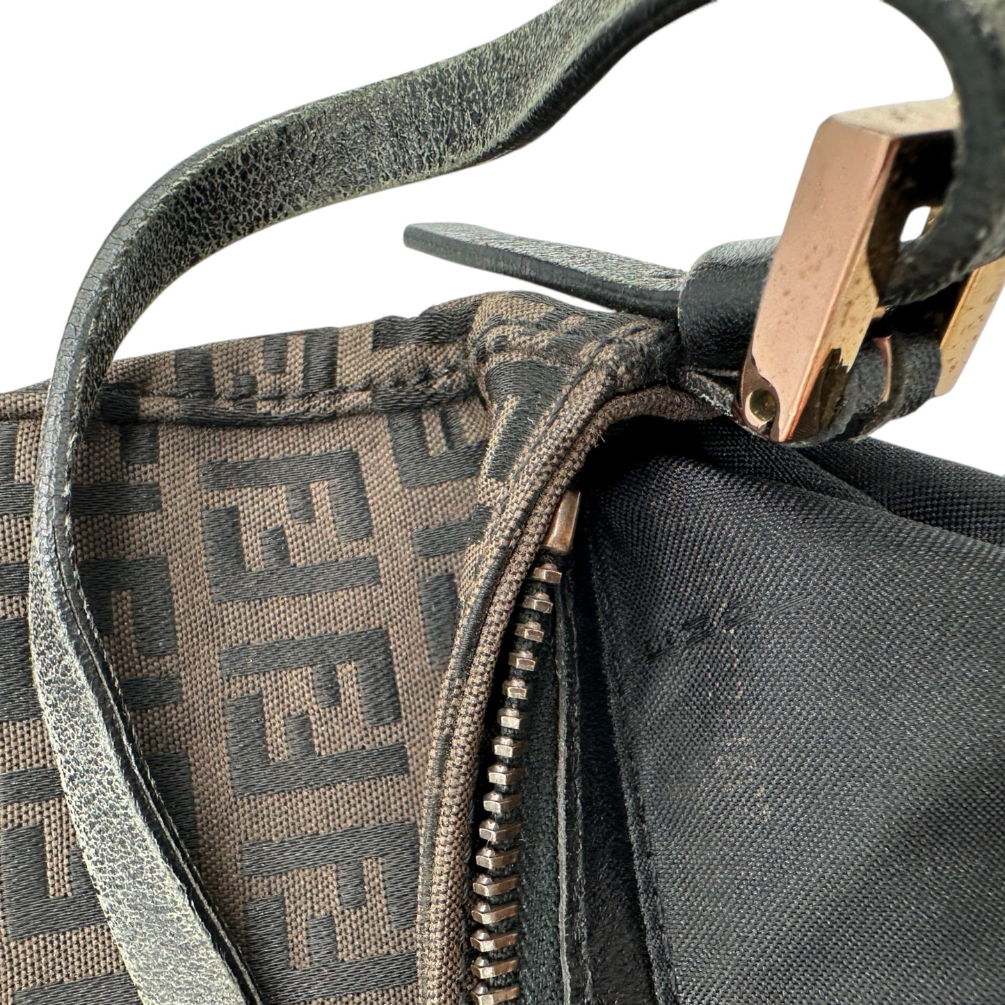 Vintage Fendi Zucchino Brown Pochette Shoulder Bag