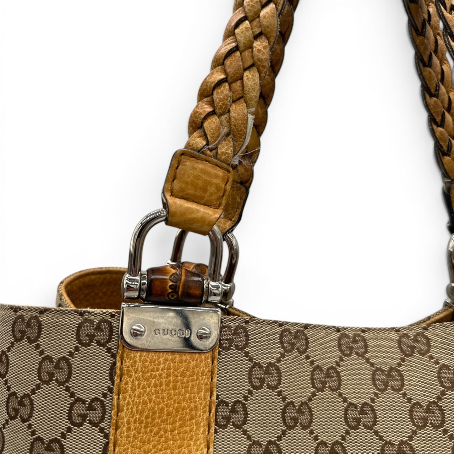 Vintage Gucci Bamboo Tote Shopper Bag