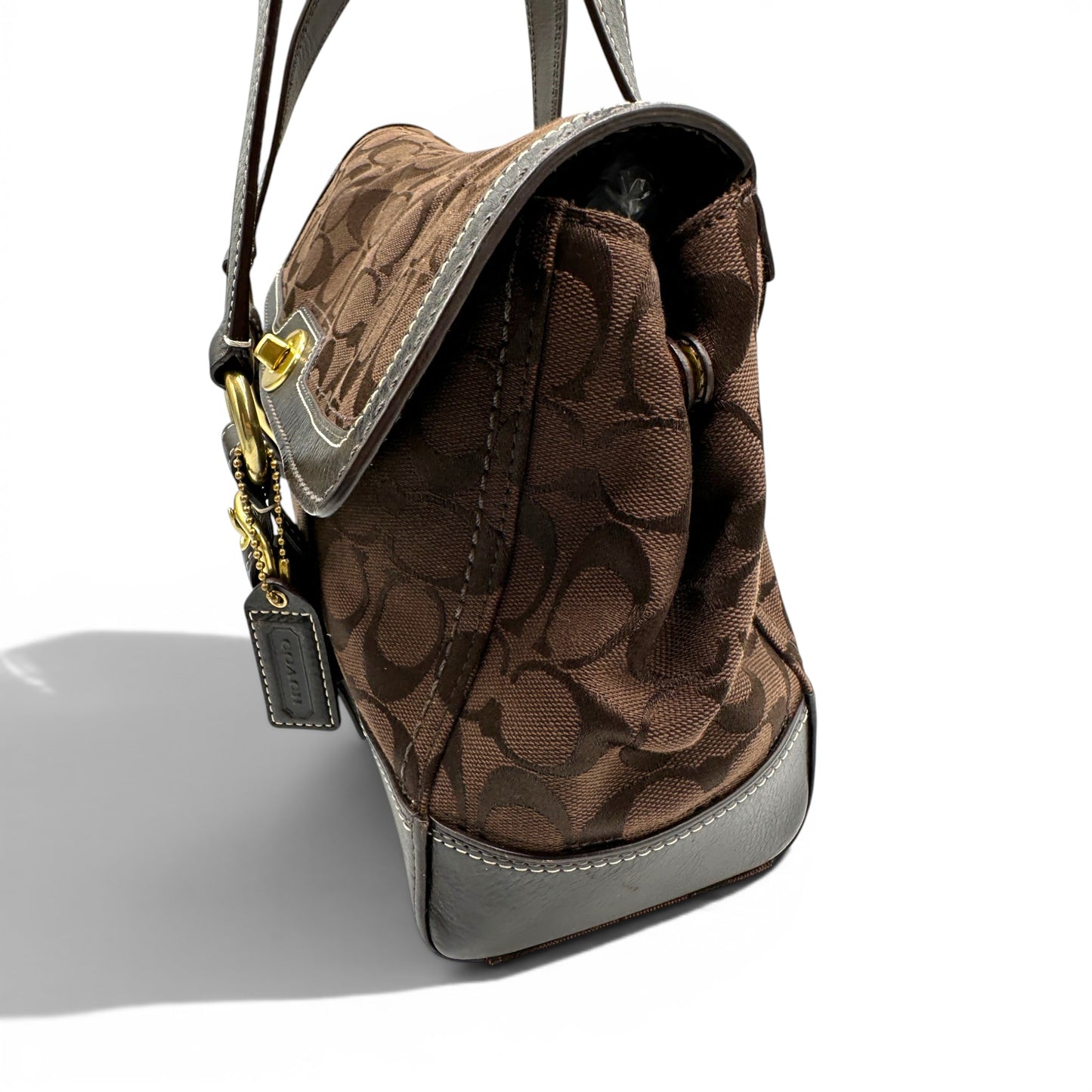 Sac à main miniature vintage Coach en tweed à carreaux et fermoir tourniquet