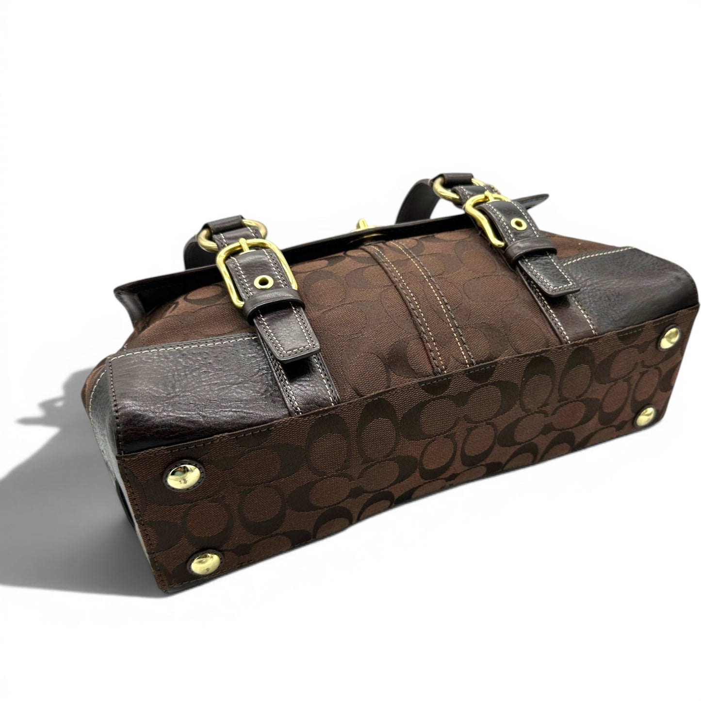 Sac à main miniature vintage Coach en tweed à carreaux et fermoir tourniquet