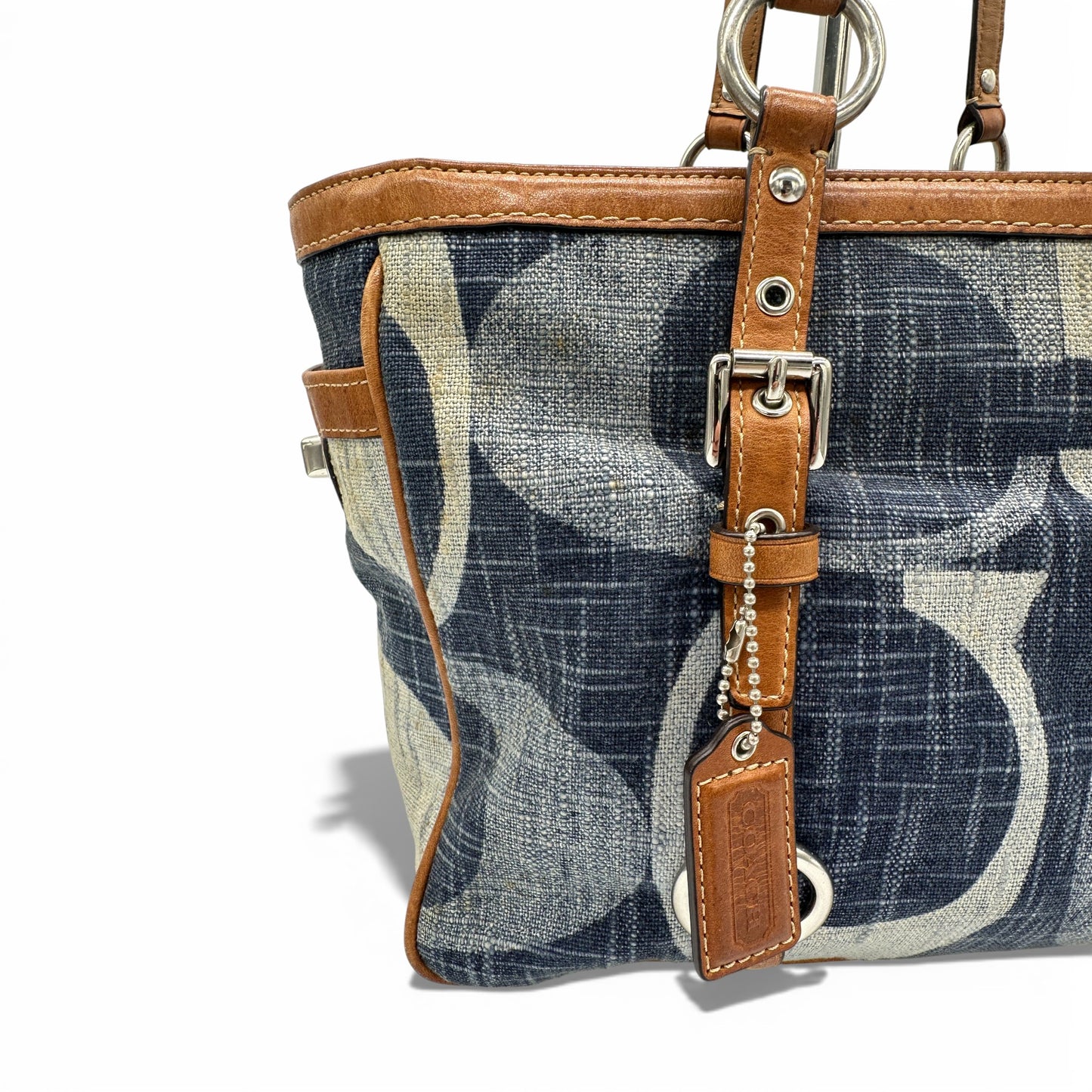 Vintage Coach F13810 Denim Tote Shoulder Bag