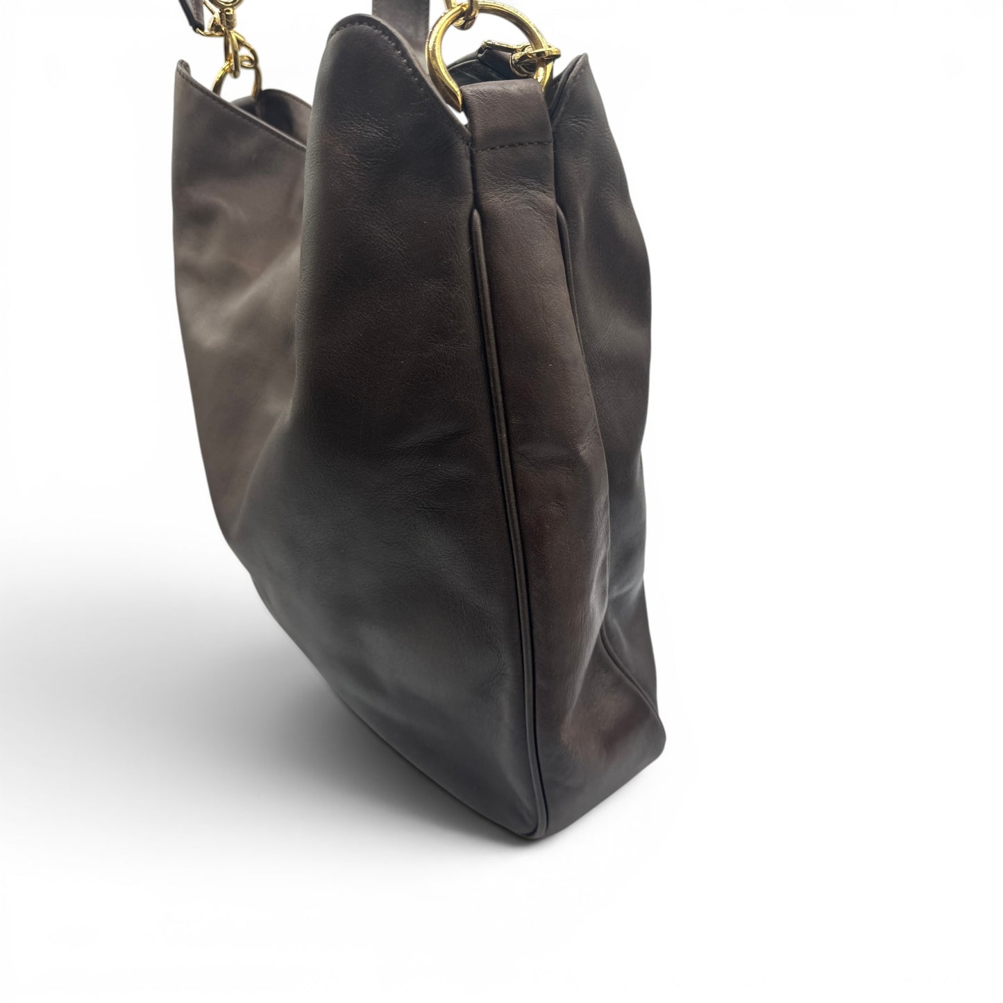 Vintage Gucci Bamboo Leather 2 Way Tote Bag