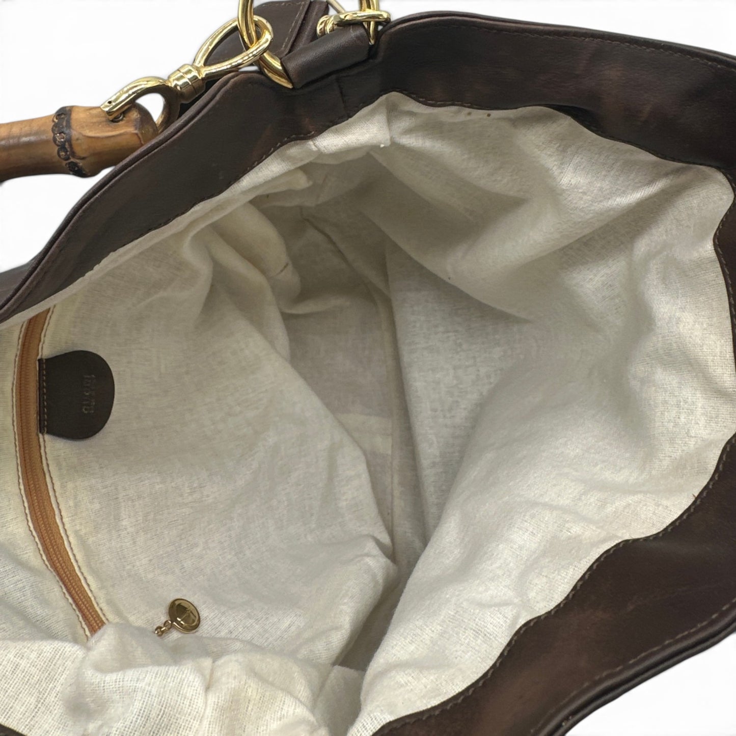 Vintage Gucci Bamboo Leather 2 Way Tote Bag