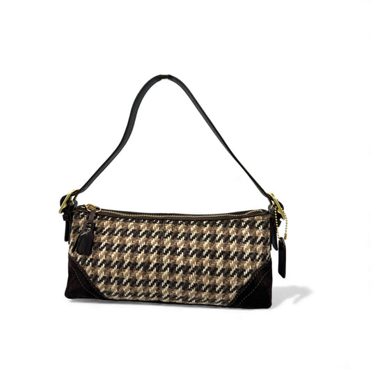 Vintage Coach F10202 Tweed Baguette Shoulder Bag