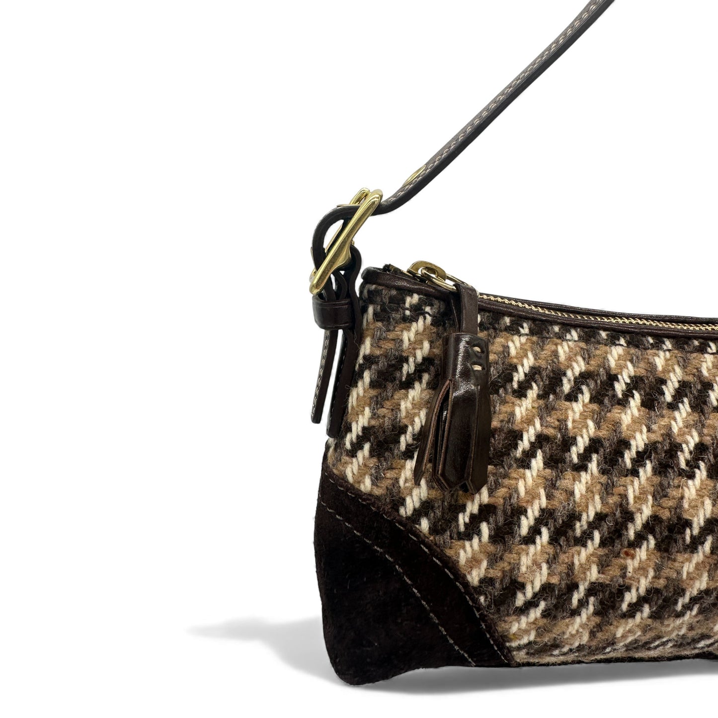 Vintage Coach F10202 Tweed Baguette Schultertasche