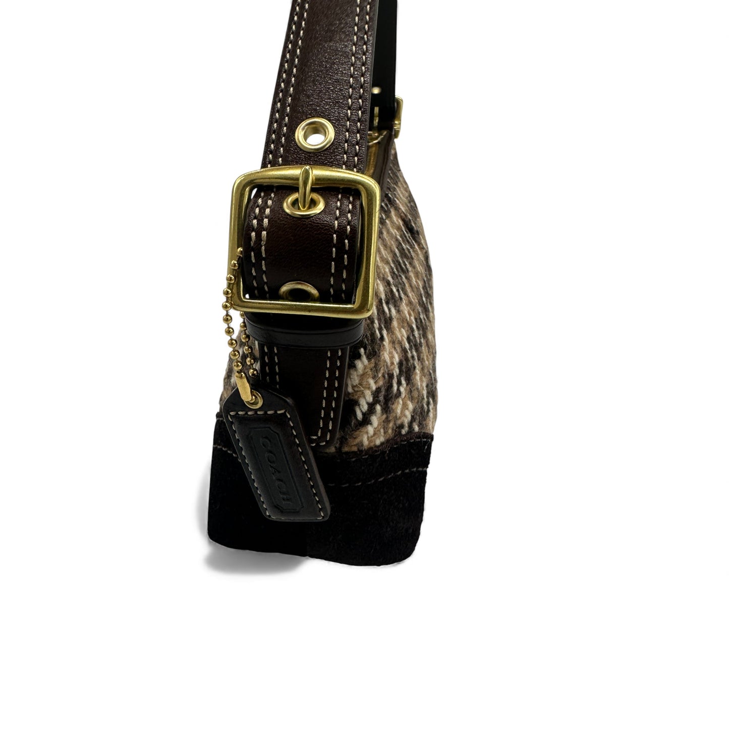 Vintage Coach F10202 Tweed Baguette Schultertasche