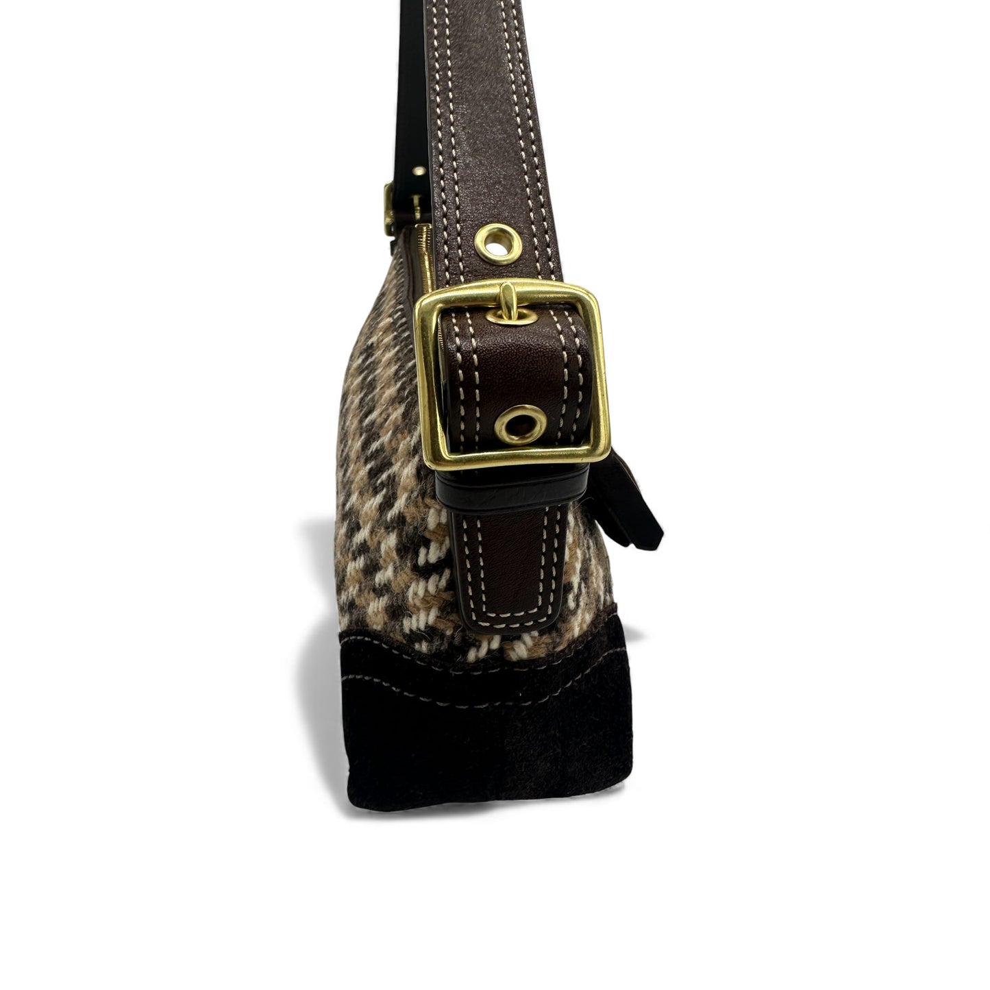 Vintage Coach F10202 Tweed Baguette Schultertasche