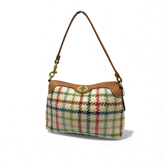 Vintage Coach Plaid Tweed Turnlock Mini Handbag