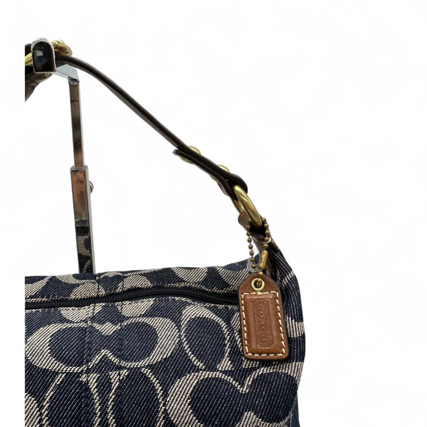 Vintage Coach F40757 Denim Monogram Mini Shoulder Bag