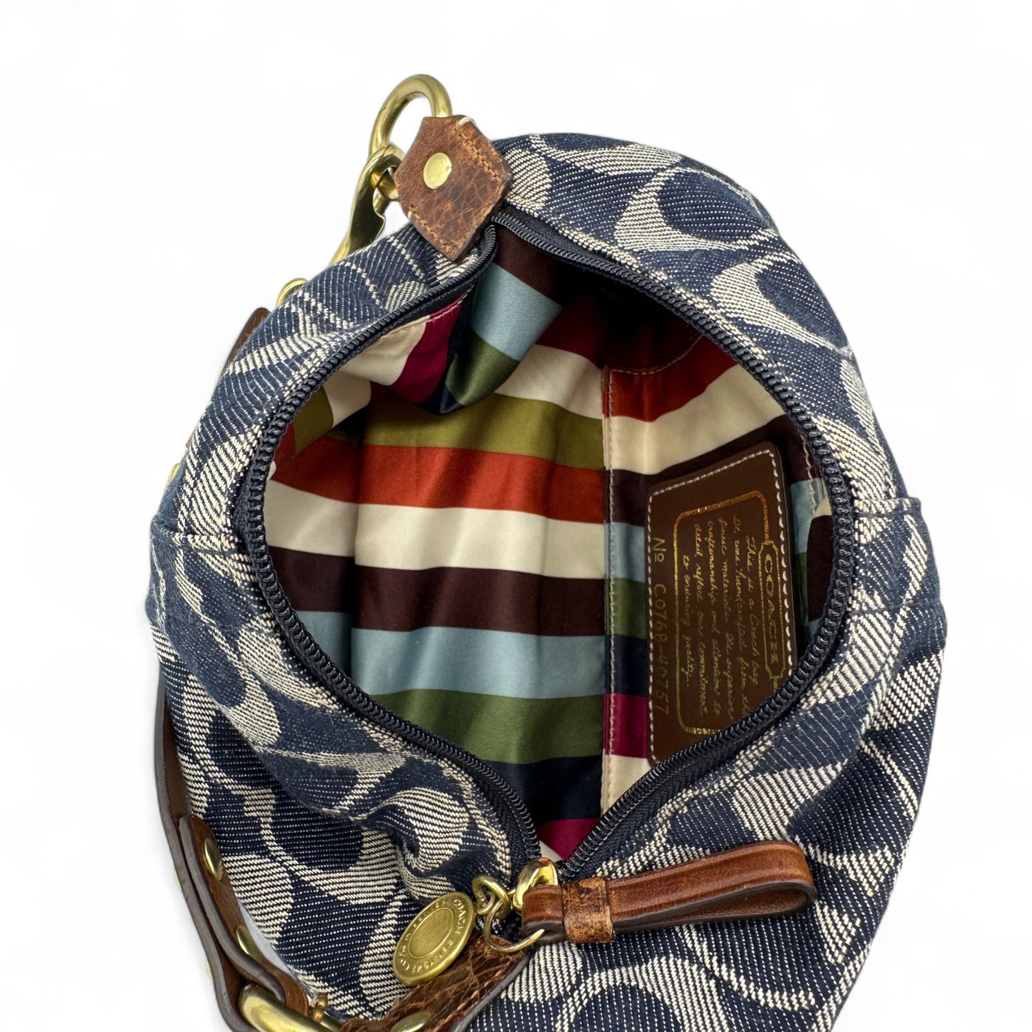 Vintage Coach F40757 Denim Monogram Mini Shoulder Bag