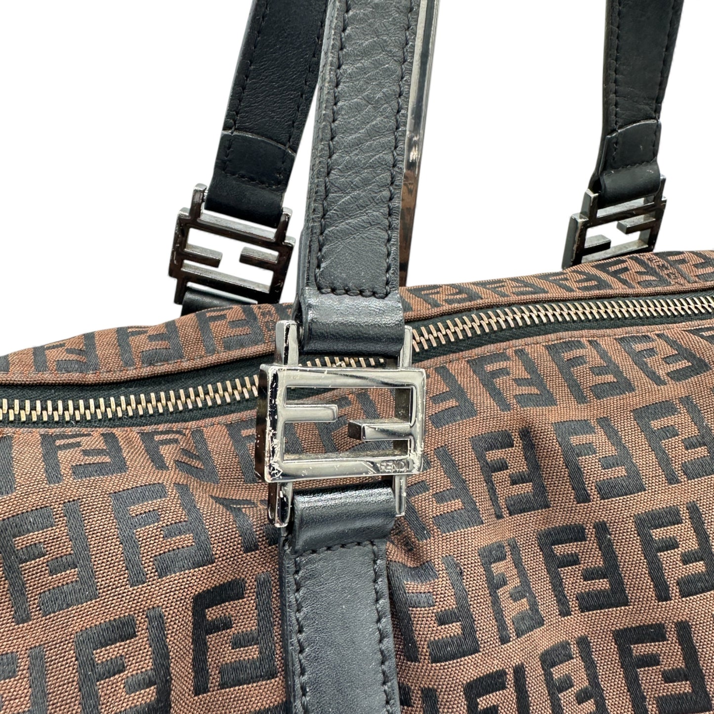 Vintage Fendi Zucchino Canvas Tote Handbag