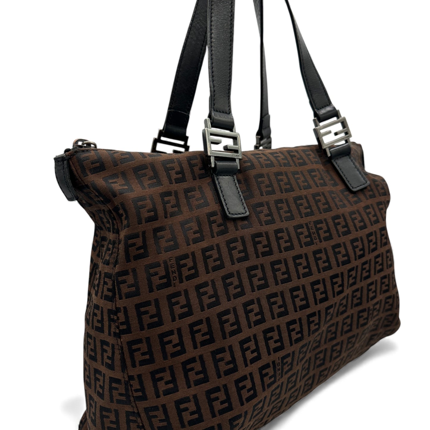 Vintage Fendi Zucchino Canvas Tote Handbag