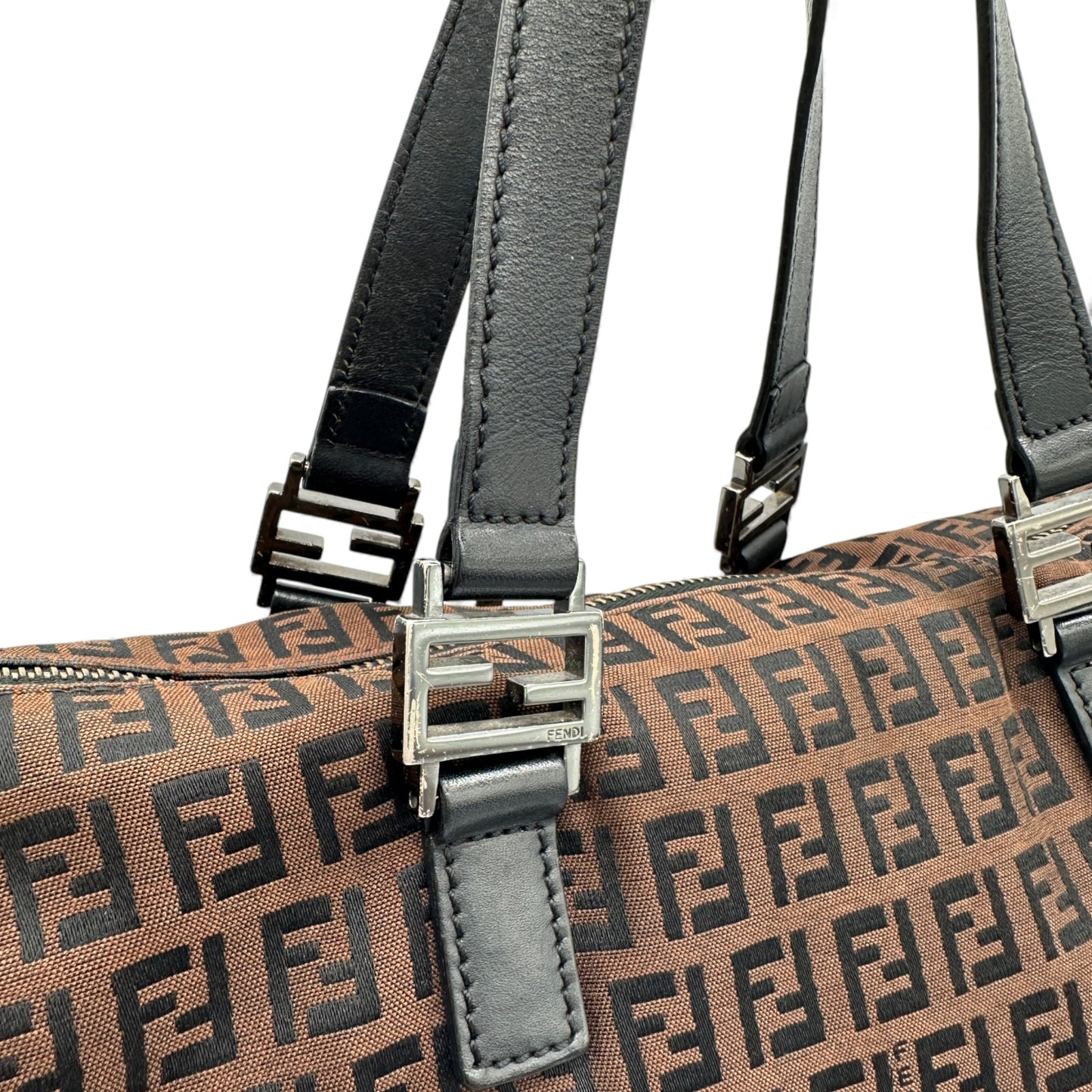 Vintage Fendi Zucchino Canvas Tote Handbag