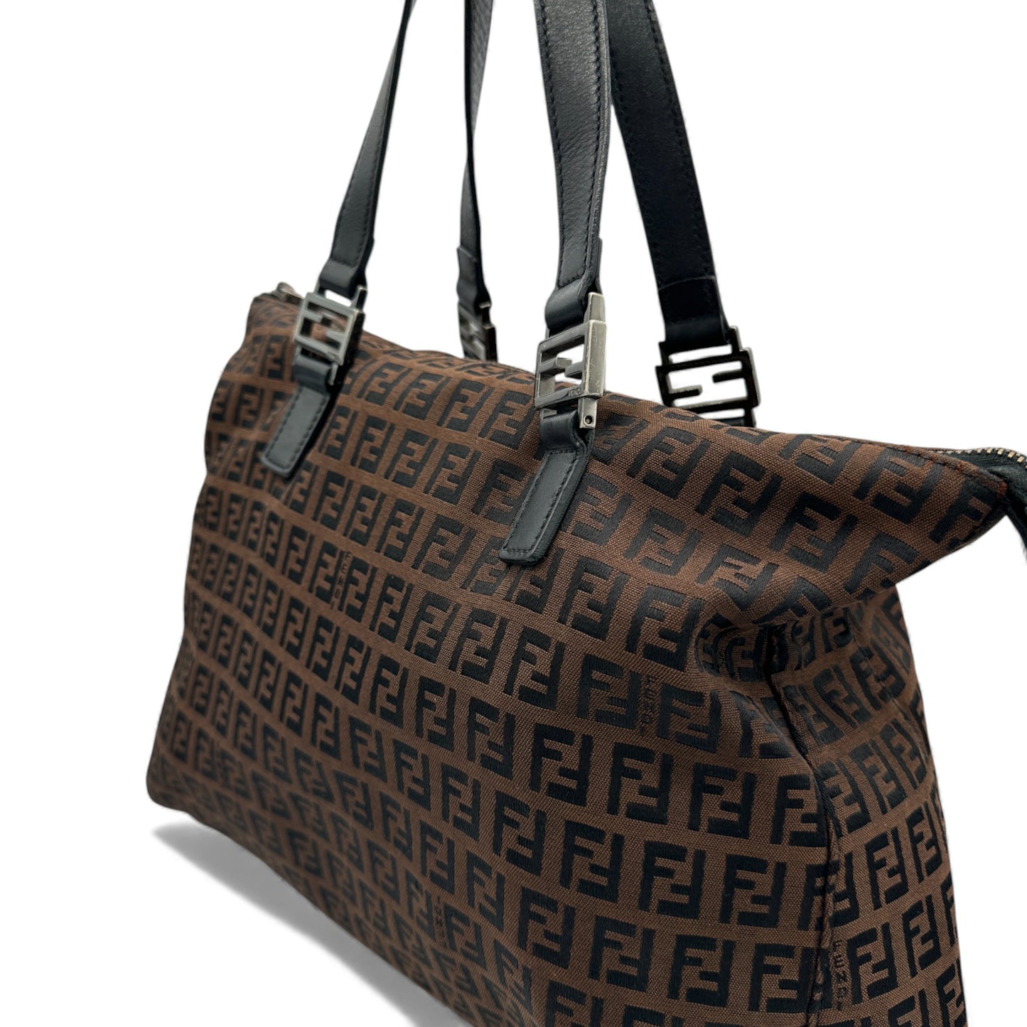 Vintage Fendi Zucchino Canvas Tote Handbag