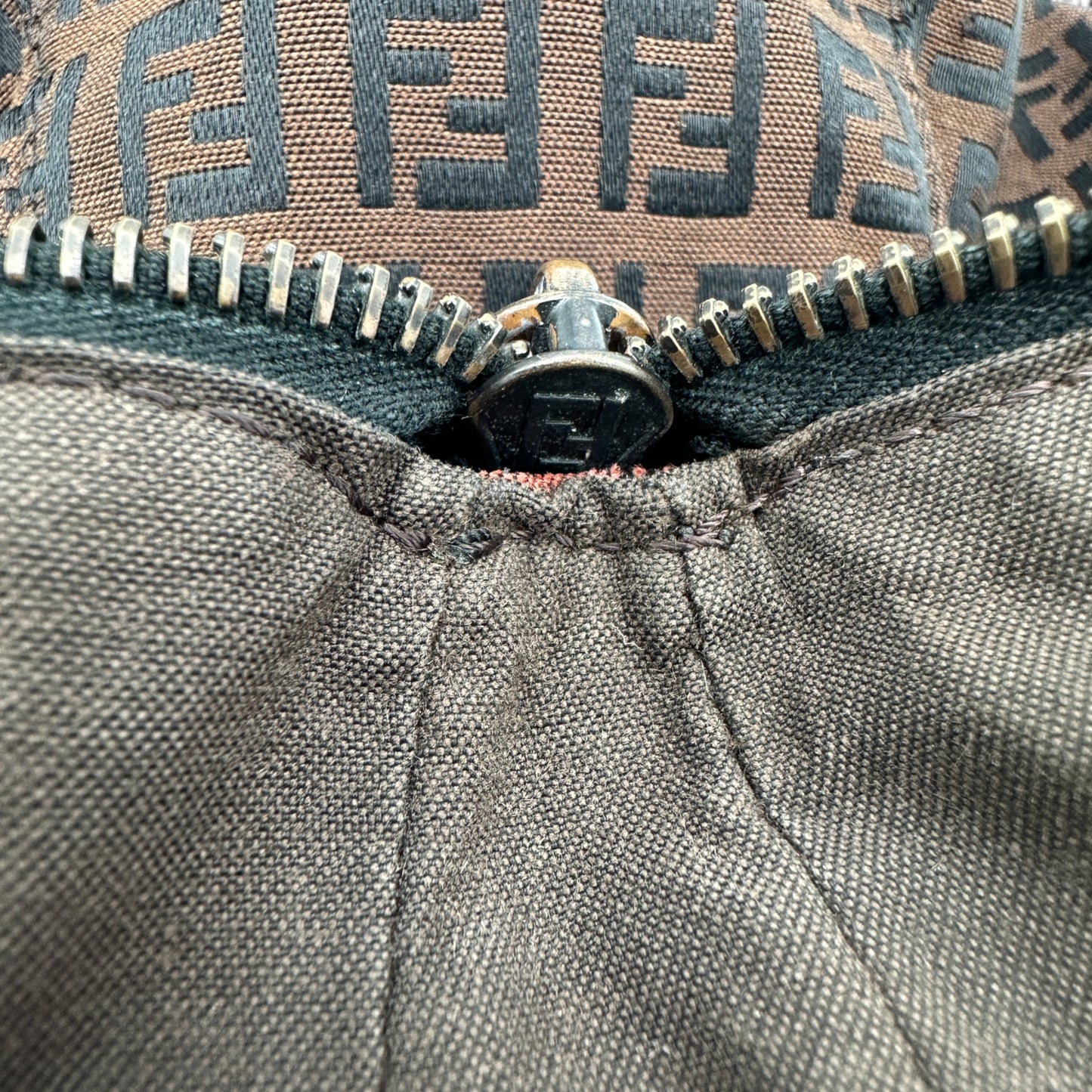 Vintage Fendi Zucchino Canvas Tote Handbag