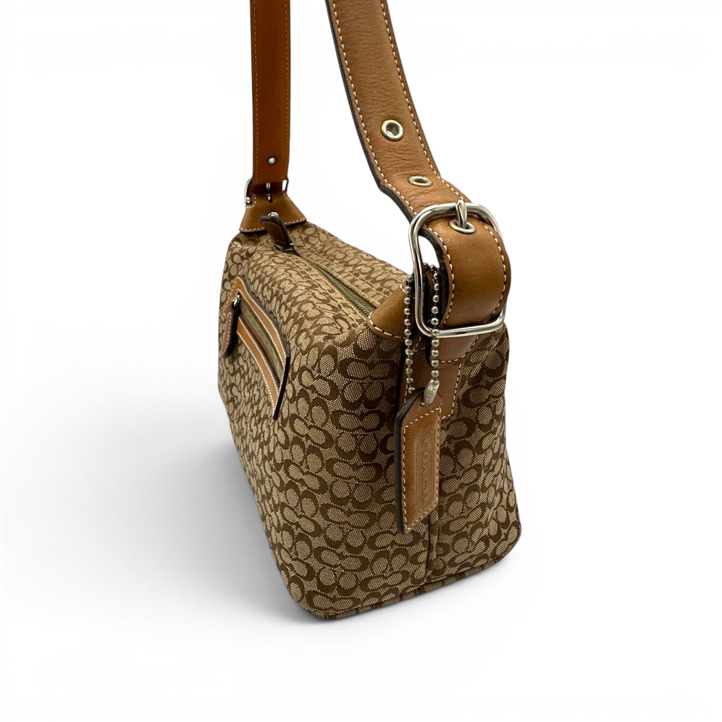 Sac bandoulière vintage Coach 6332 marron à monogramme
