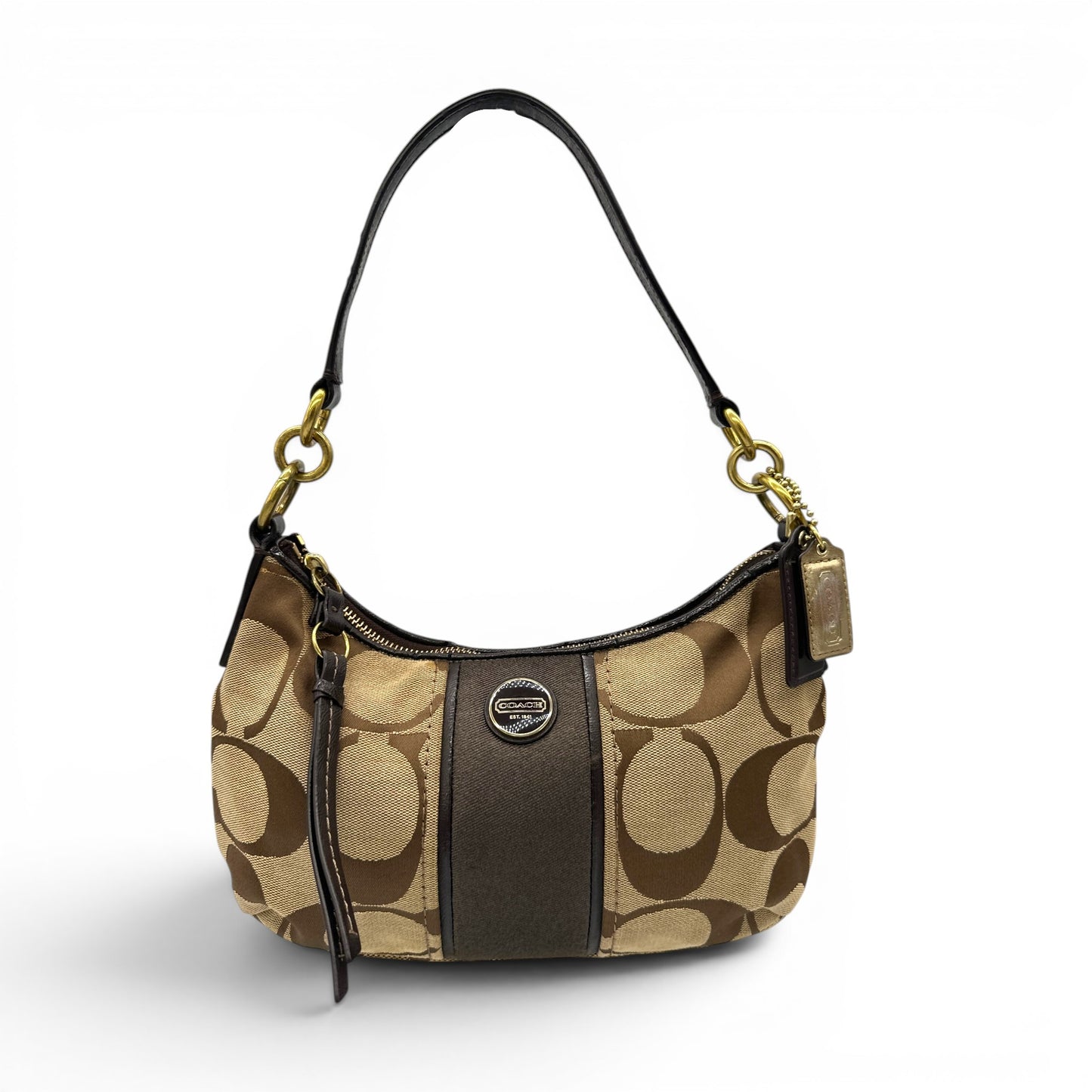Vintage Coach F23544 Brown Trim Monogram Shoulder Bag