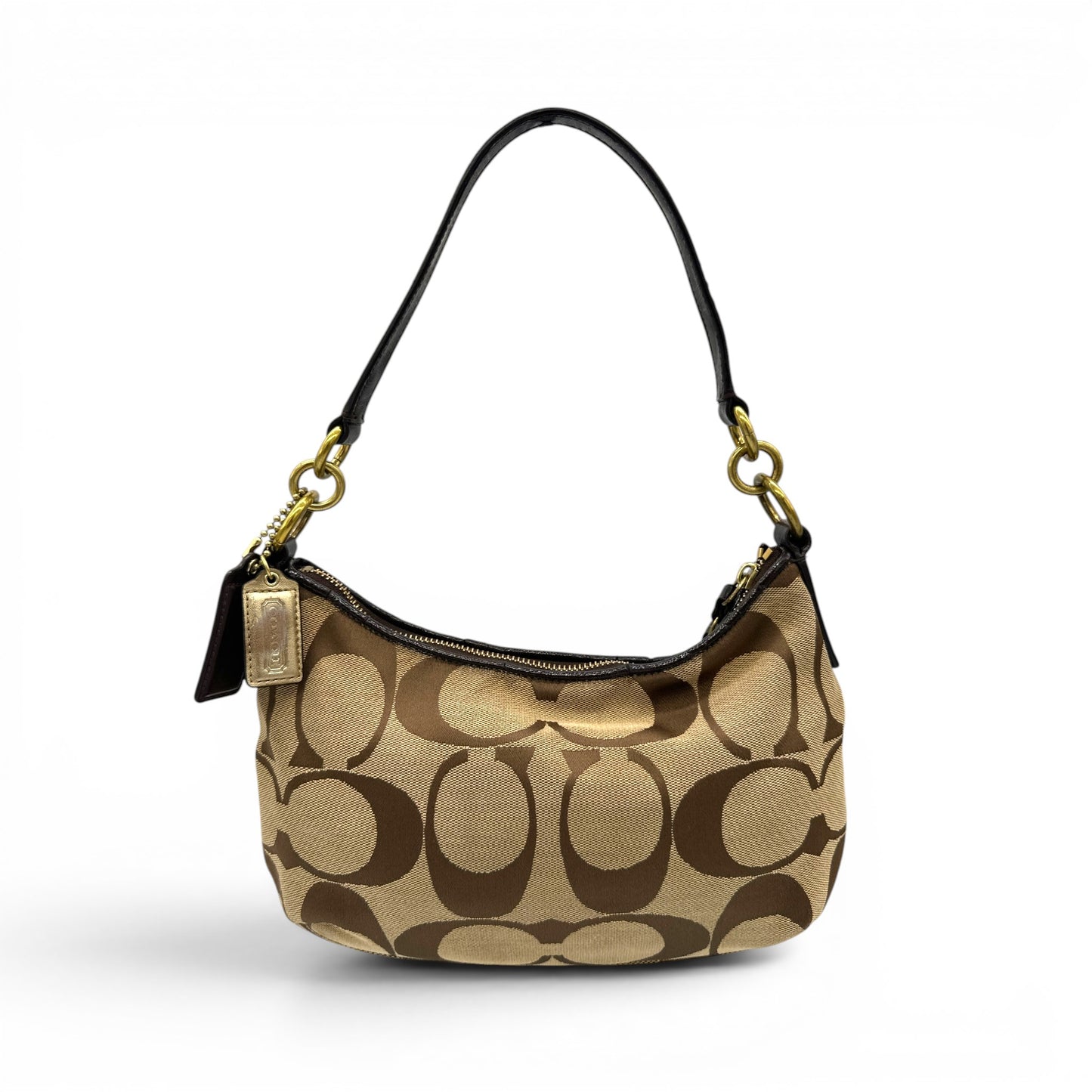 Vintage Coach F23544 Brown Trim Monogram Shoulder Bag
