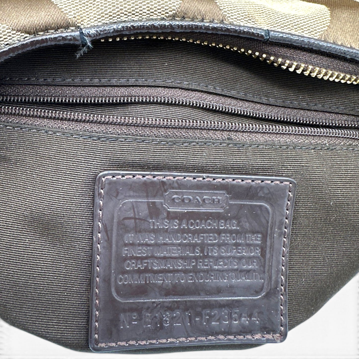 Vintage Coach F23544 Brown Trim Monogram Shoulder Bag