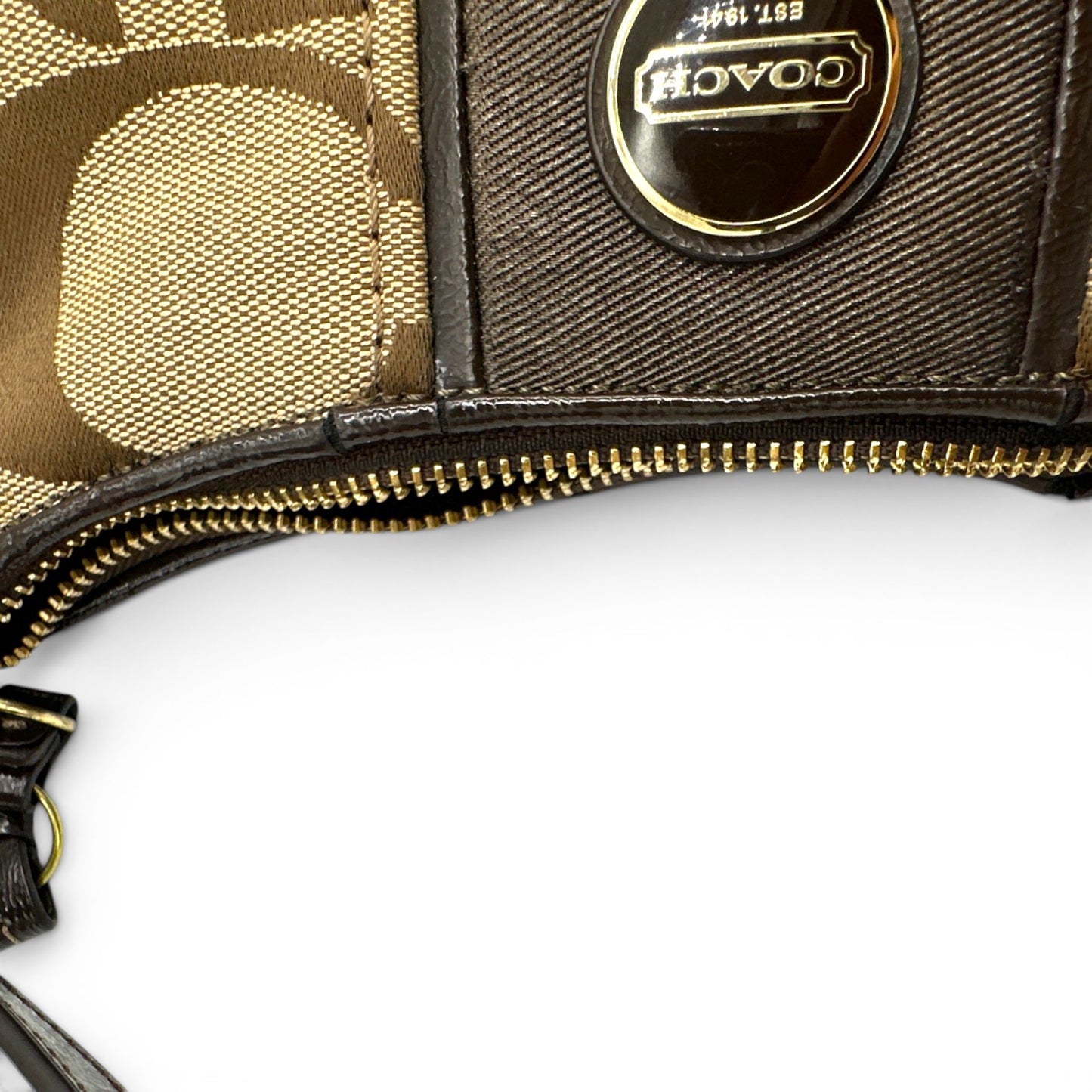 Vintage Coach F23544 Brown Trim Monogram Shoulder Bag