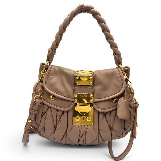 Miu Miu Pink Matelassé Coffer Shoulder Bag