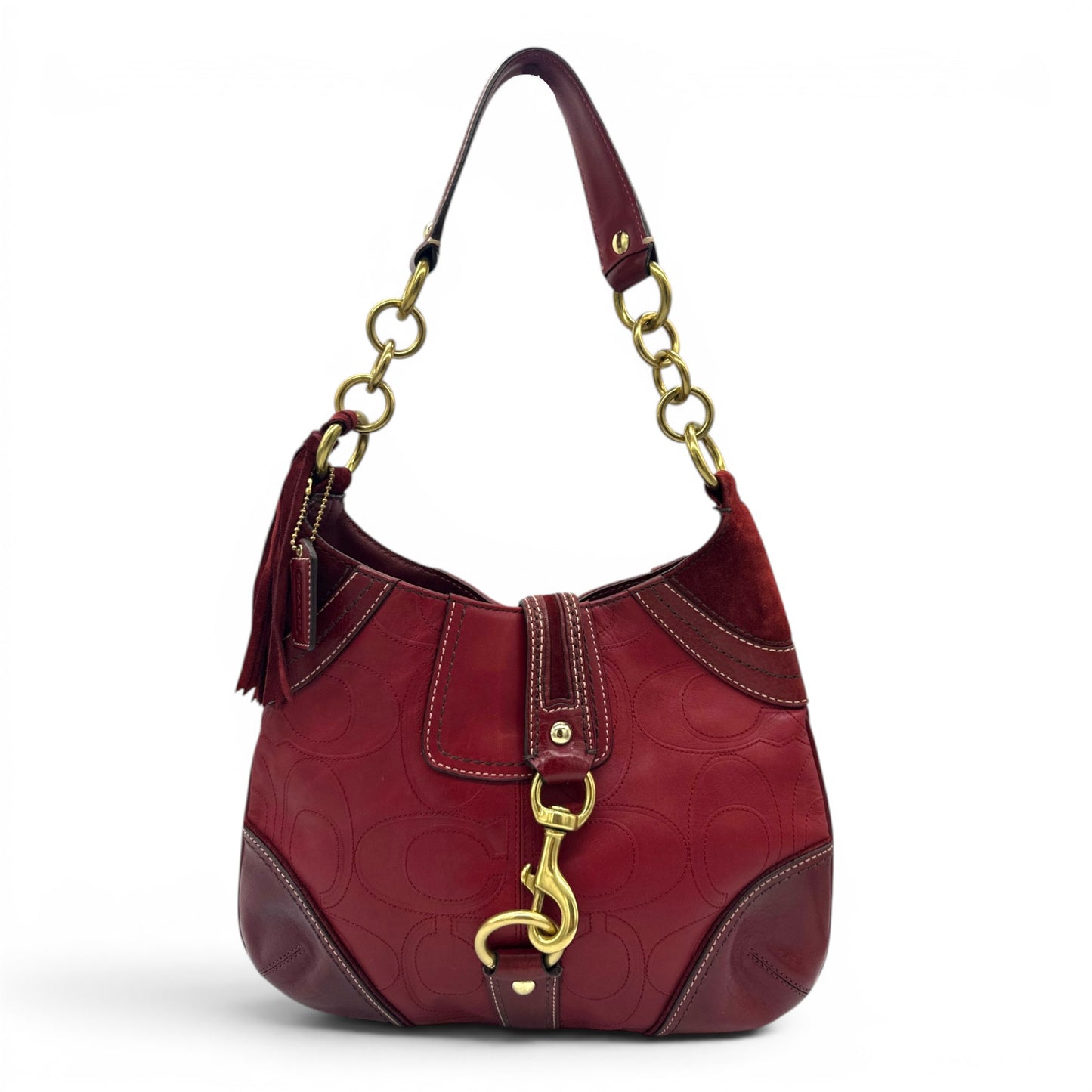 Sac bandoulière vintage Coach F10223 Hampton à monogramme en relief