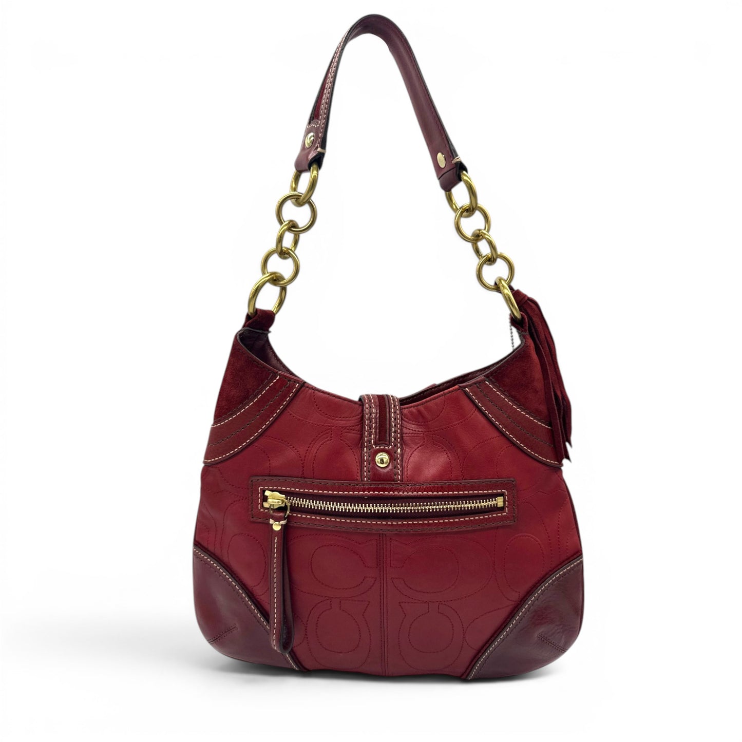 Sac bandoulière vintage Coach F10223 Hampton à monogramme en relief