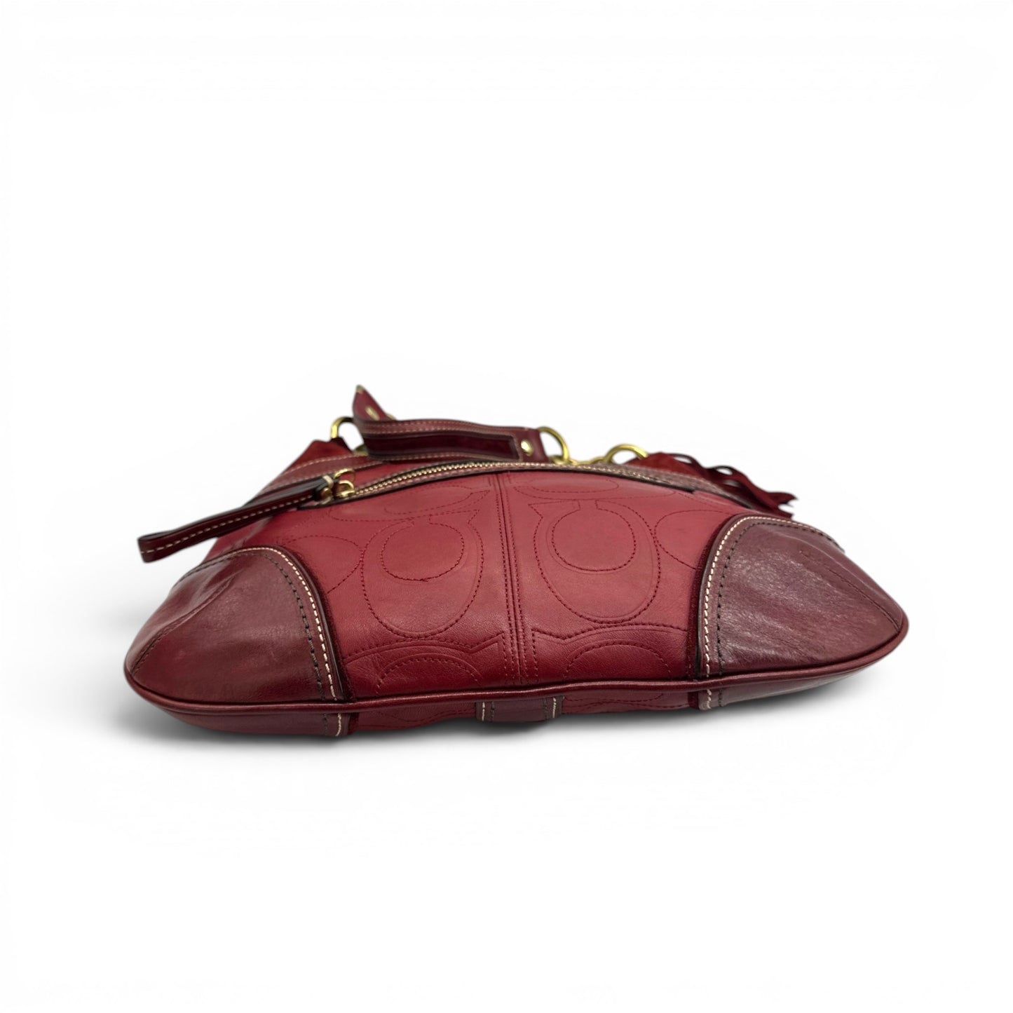 Sac bandoulière vintage Coach F10223 Hampton à monogramme en relief
