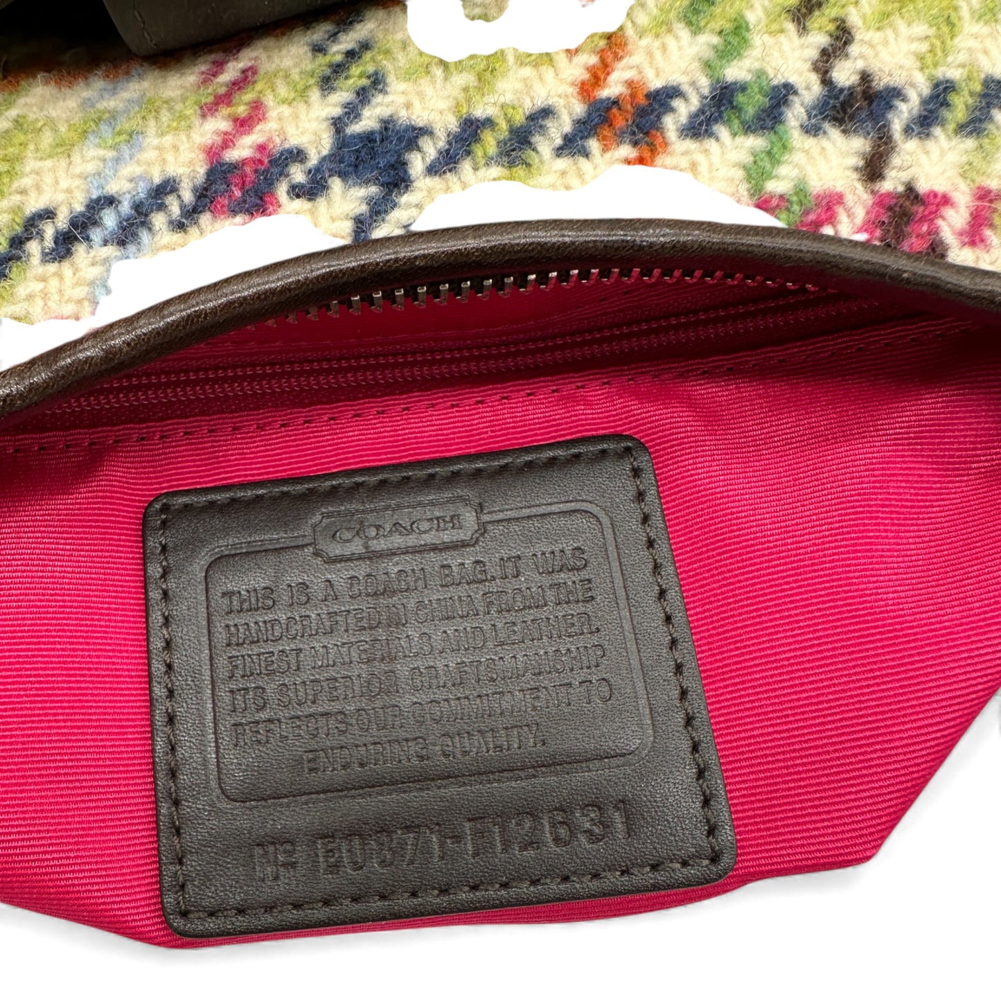 Vintage Coach F12631 Hampton Tattersall Shoulder Bag