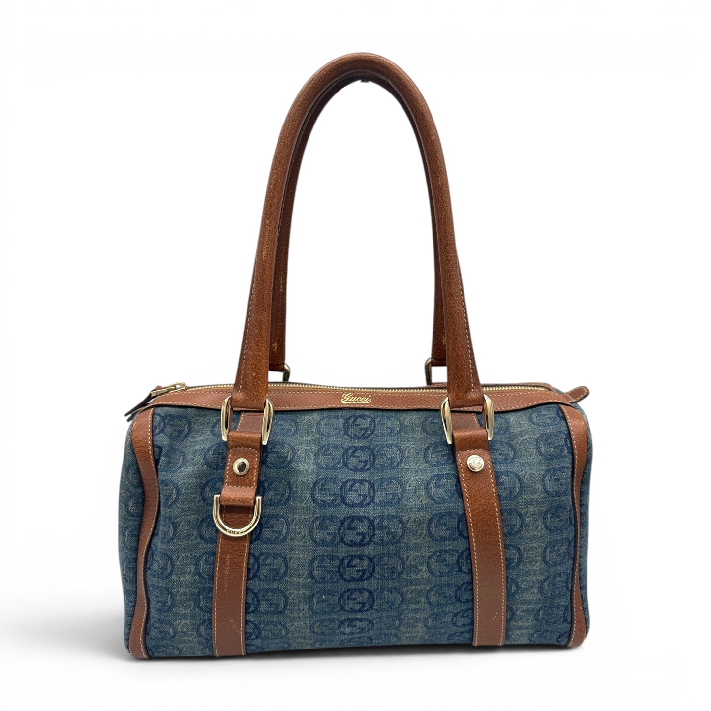 Vintage Gucci Abbey Denim Mini Boston Handbag