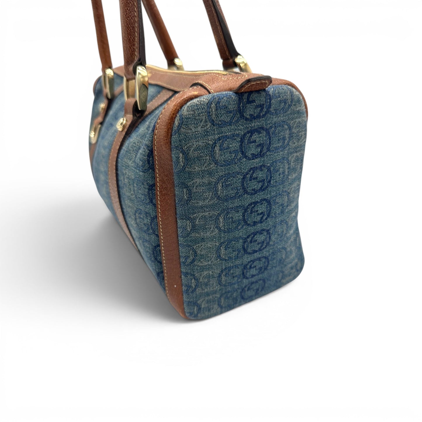 Vintage Gucci Abbey Denim Mini Boston Handbag