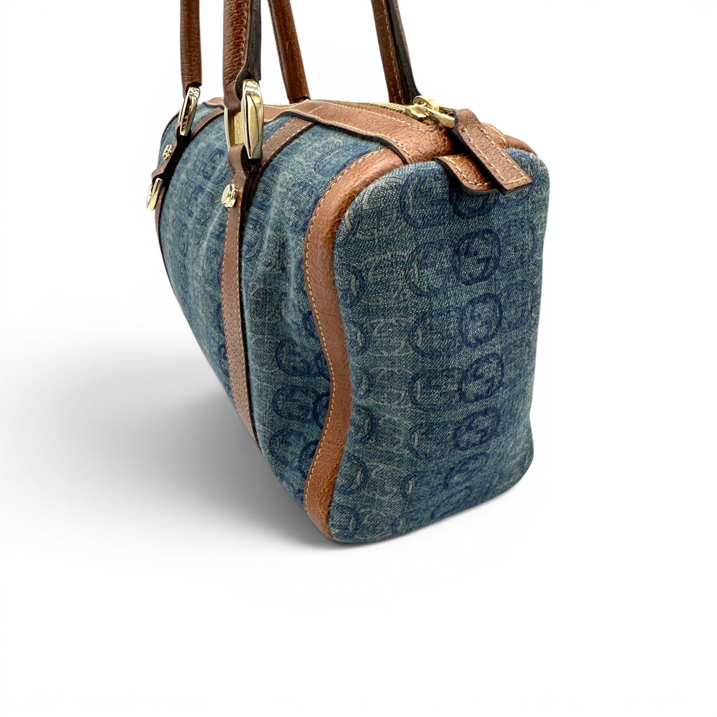 Vintage Gucci Abbey Denim Mini Boston Handbag