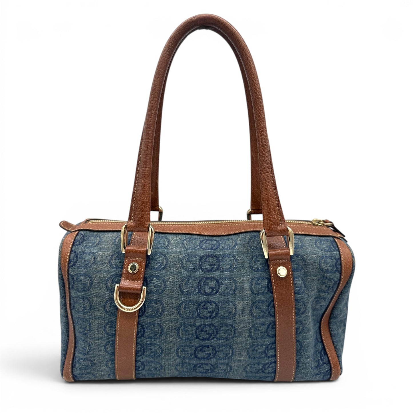 Vintage Gucci Abbey Denim Mini Boston Handbag