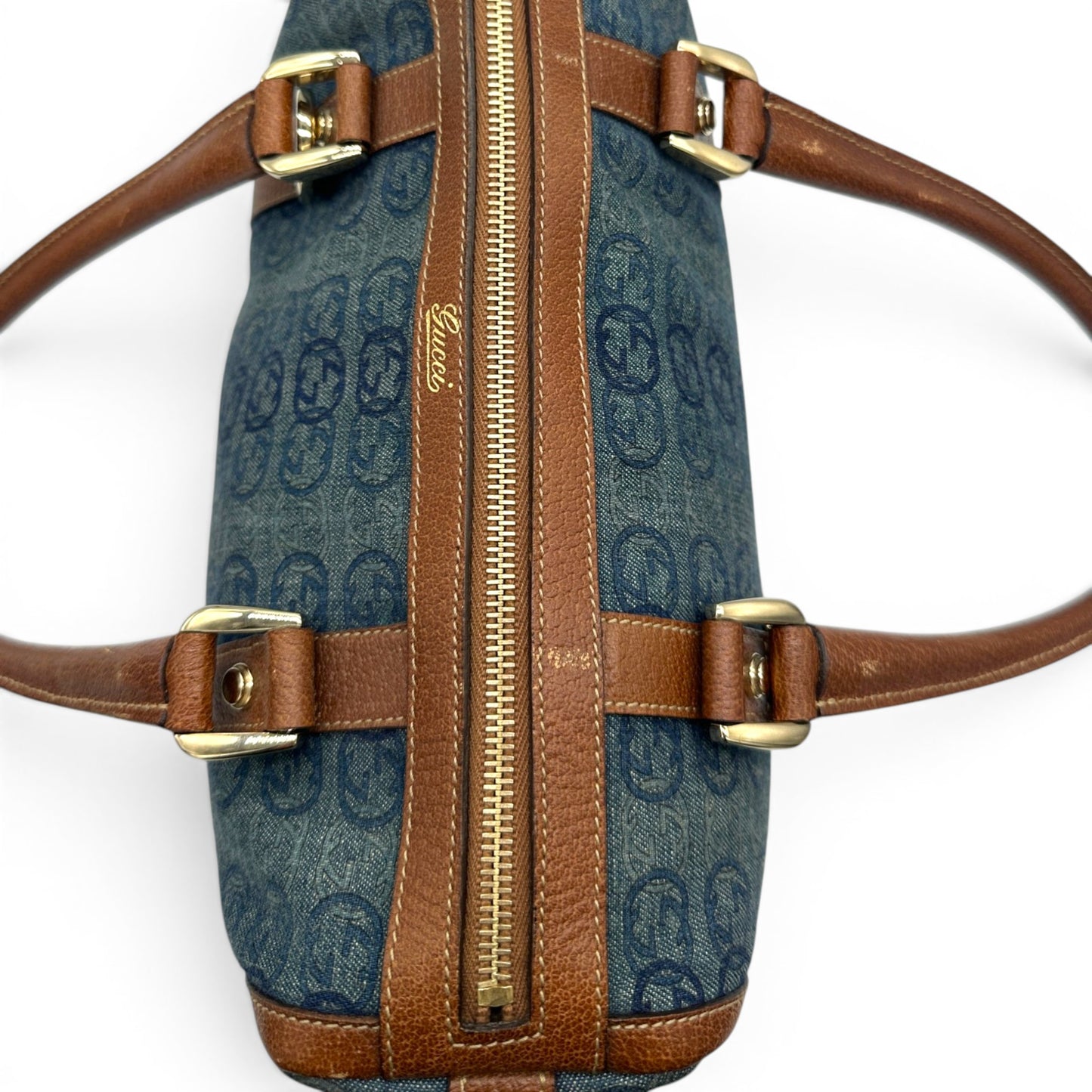 Vintage Gucci Abbey Denim Mini Boston Handbag