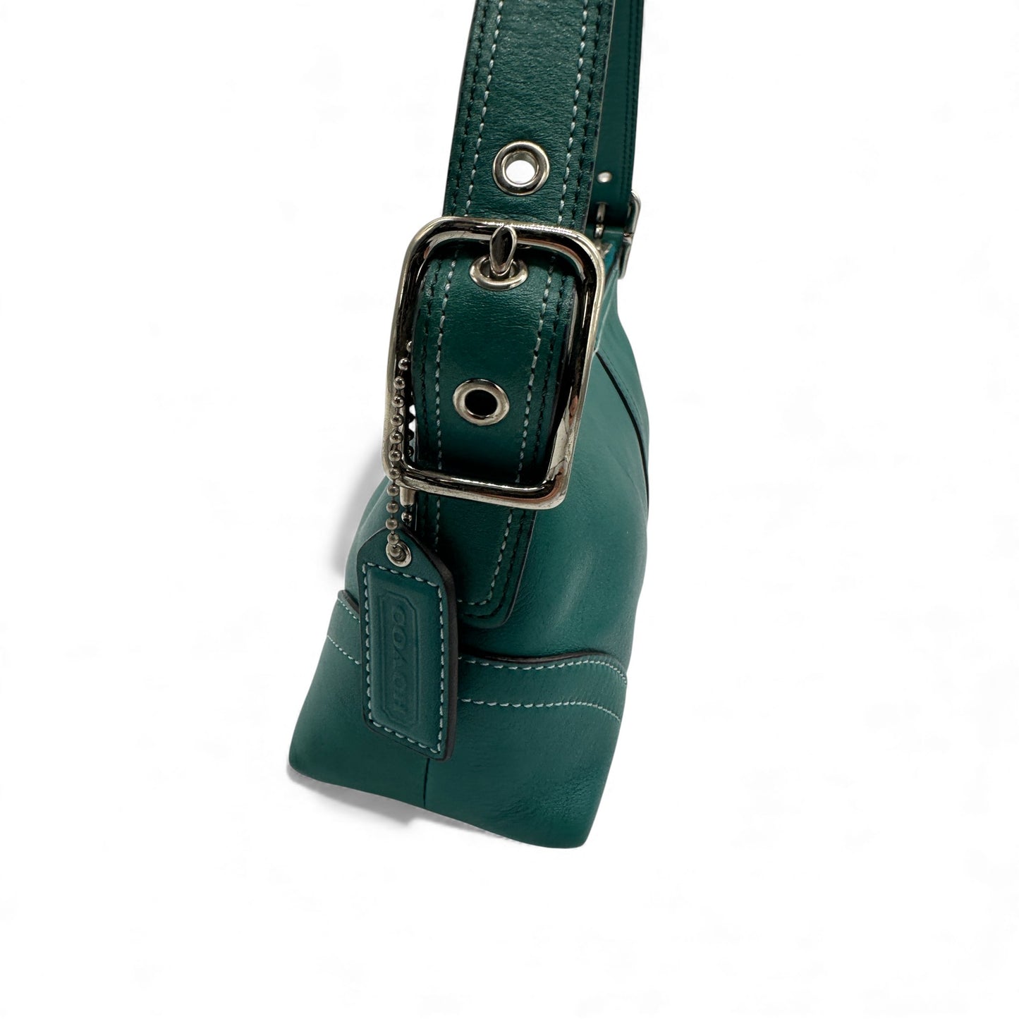 Vintage Coach 8A64 Schultertasche aus türkisfarbenem Leder im Baguette-Stil