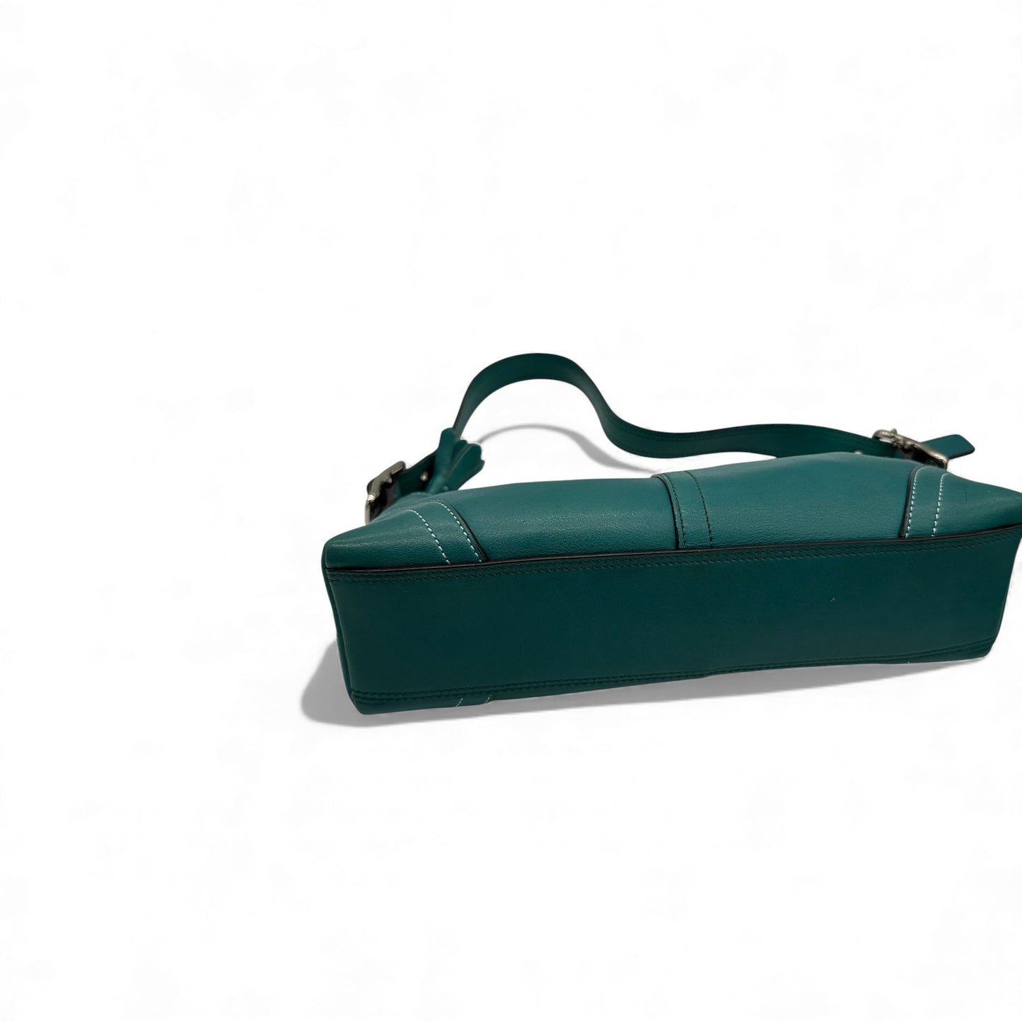 Vintage Coach 8A64 Schultertasche aus türkisfarbenem Leder im Baguette-Stil